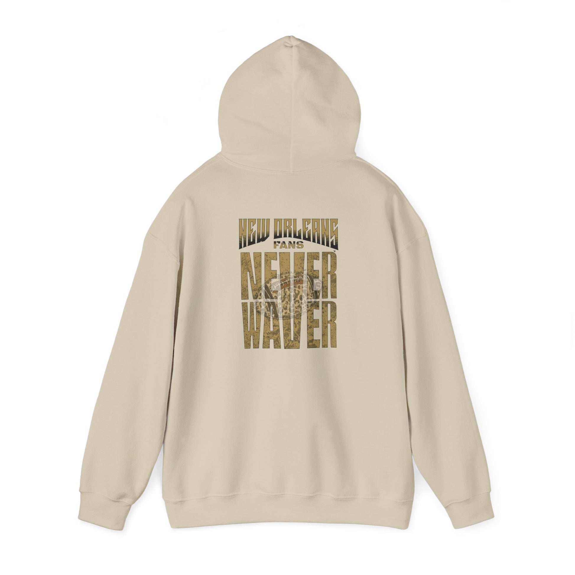 New Orleans Fans Never Waver W Leopard Football Hoodie - Unisex Heavy Blend™ Sweatshirt for Fans - Never Waver