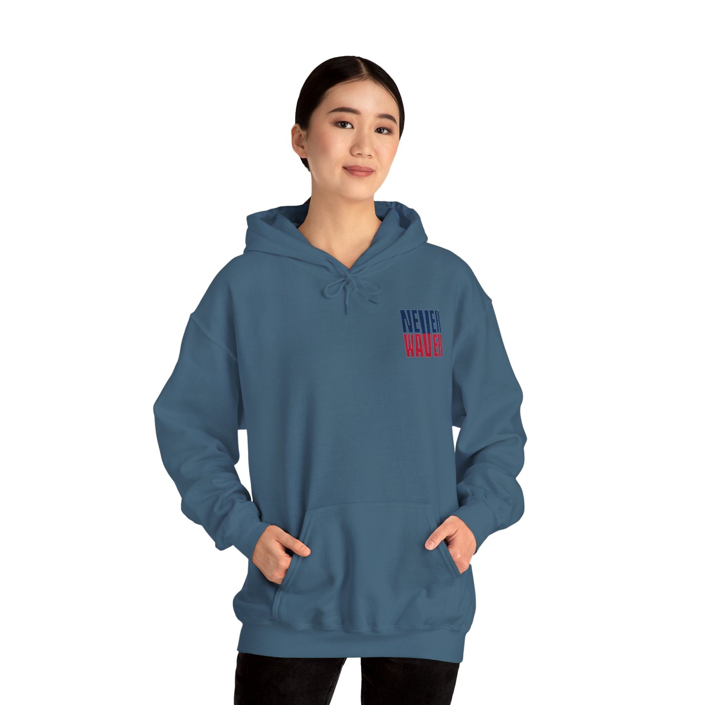 Unisex Heavy Blend™ Hooded Sweatshirt - New England Fans Never Waver w Leopard football - Never Waver