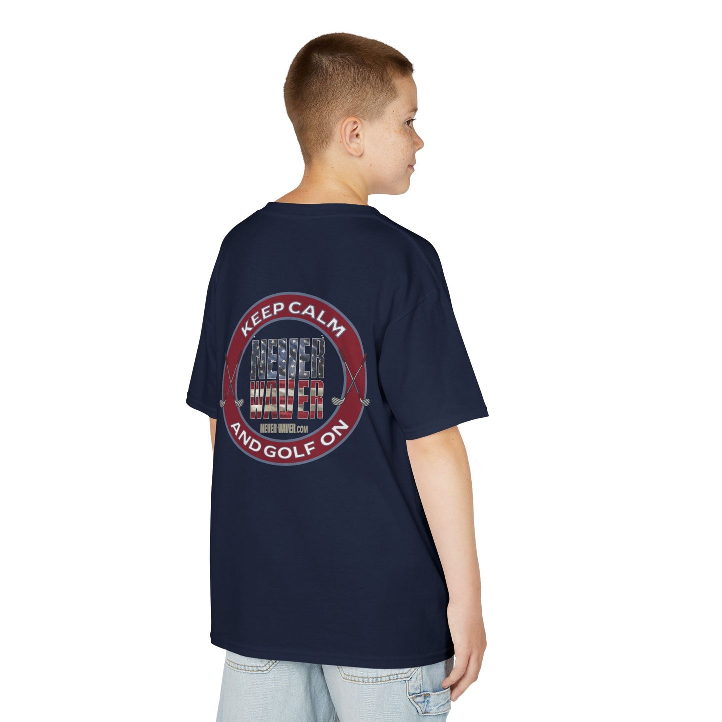 Kids Golf Tee - Keep Calm Never Waver and Golf On - Never Waver