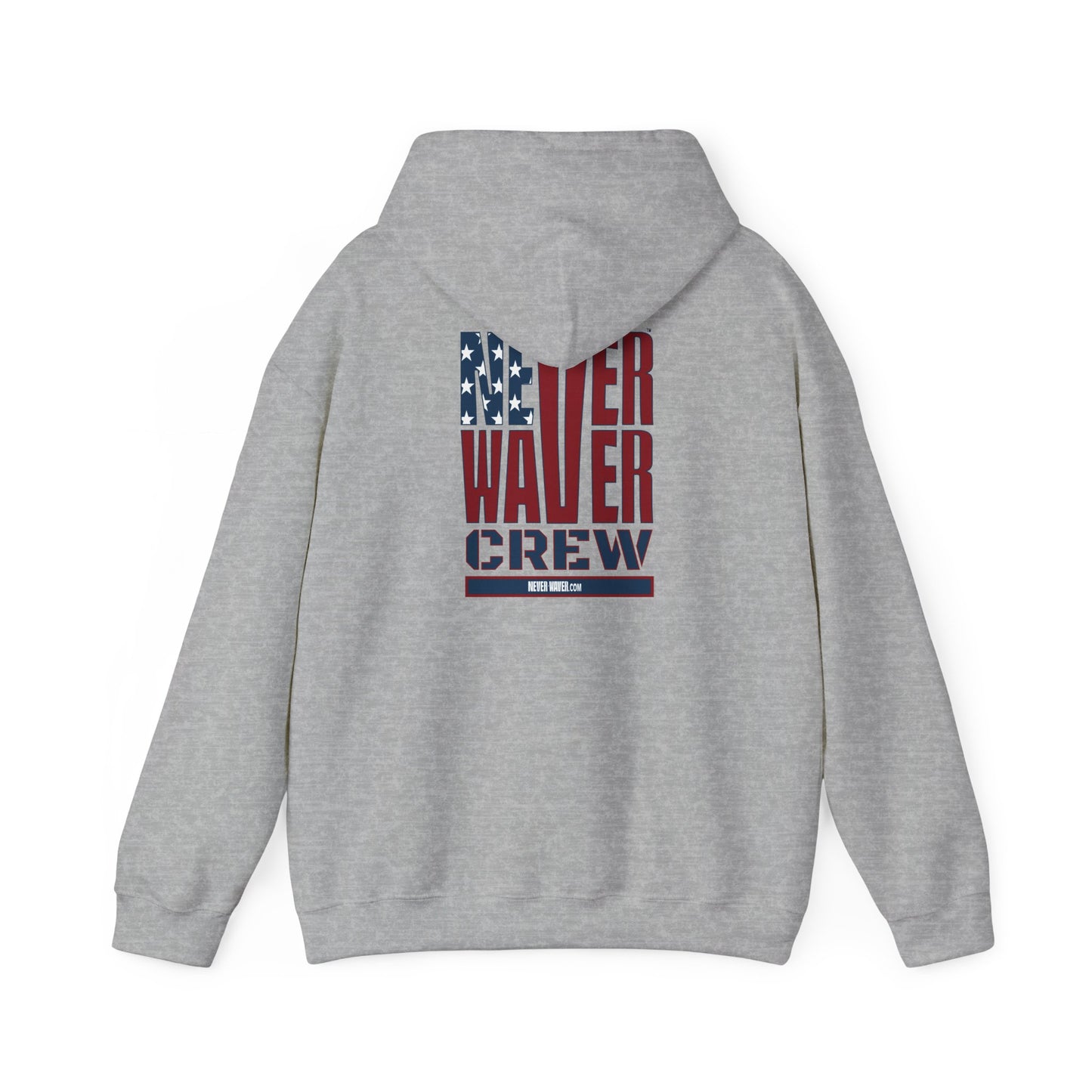 Unisex Heavy Blend™ Hooded Sweatshirt - Never Waver Crew with  American Flag Design - Never Waver