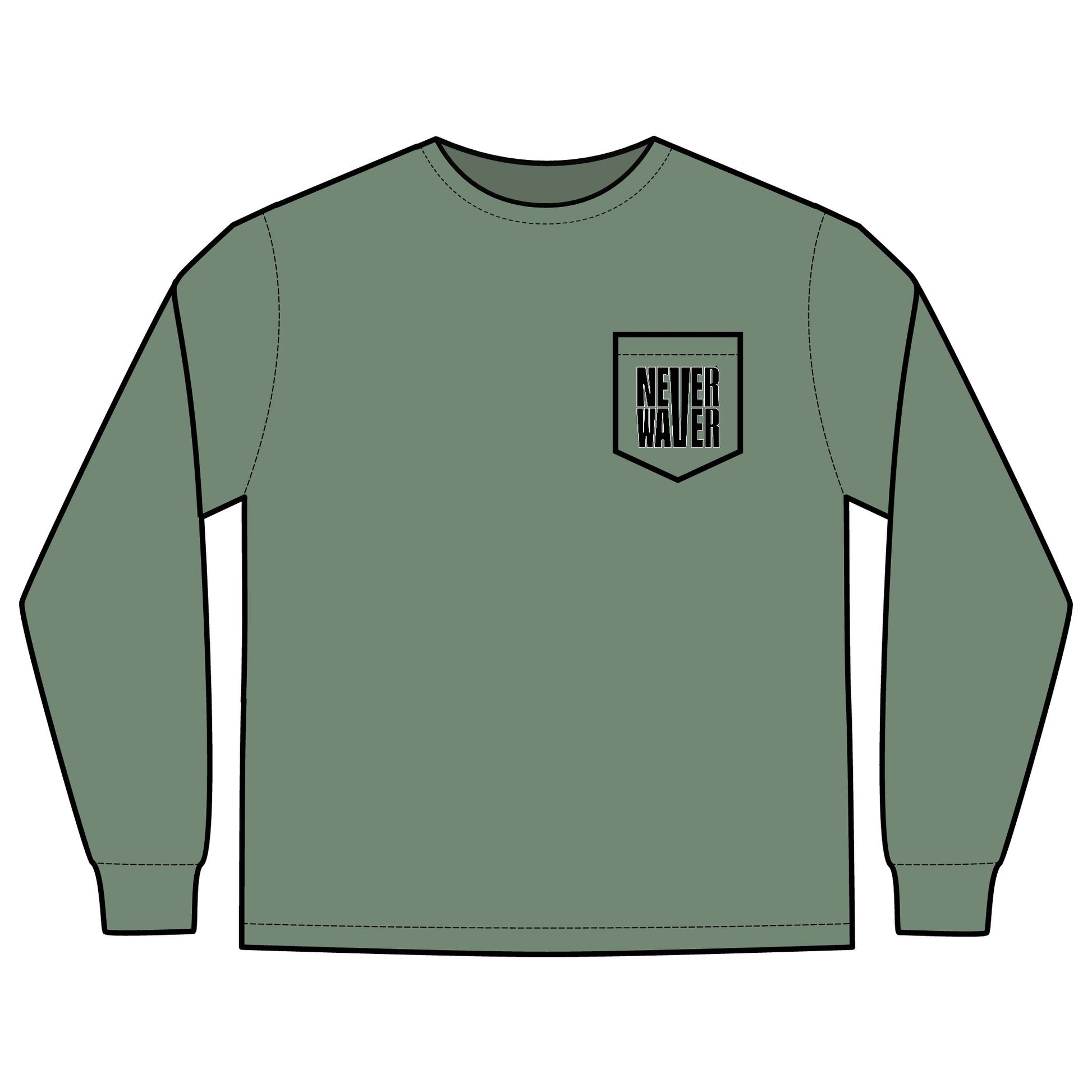 Unisex Long Sleeve Pocket T-Shirt - Never Waver Best Buckin' Dad Ever Design - Never Waver