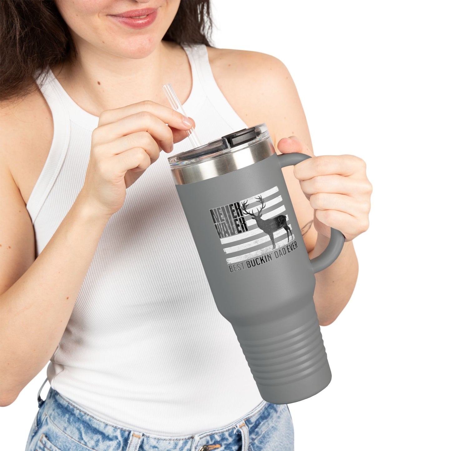 Never Waver Best Buckin' Dad Ever  Insulated Travel Mug - Never Waver