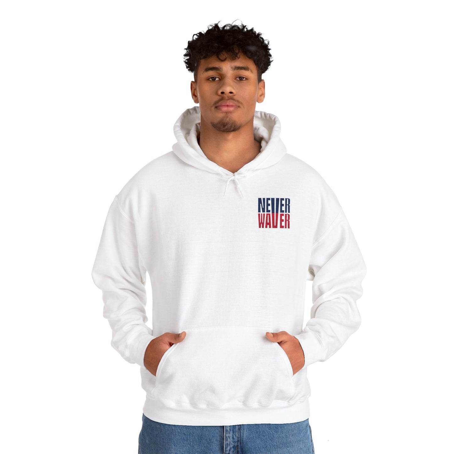 Unisex Heavy Blend™ Hooded Sweatshirt - New England Fans Never Waver w Leopard football - Never Waver
