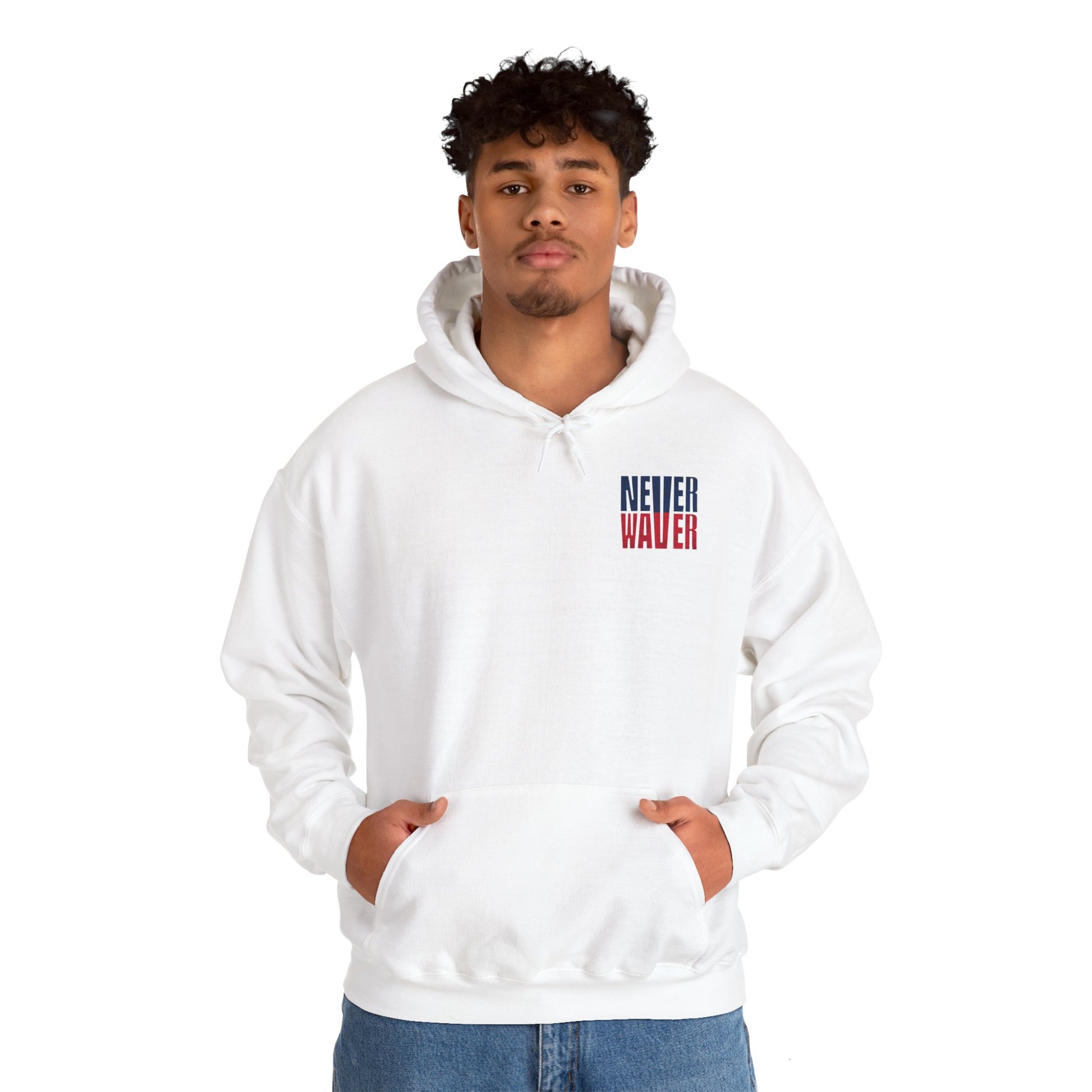 Unisex Heavy Blend™ Hooded Sweatshirt - New England Fans Never Waver w Leopard football - Never Waver