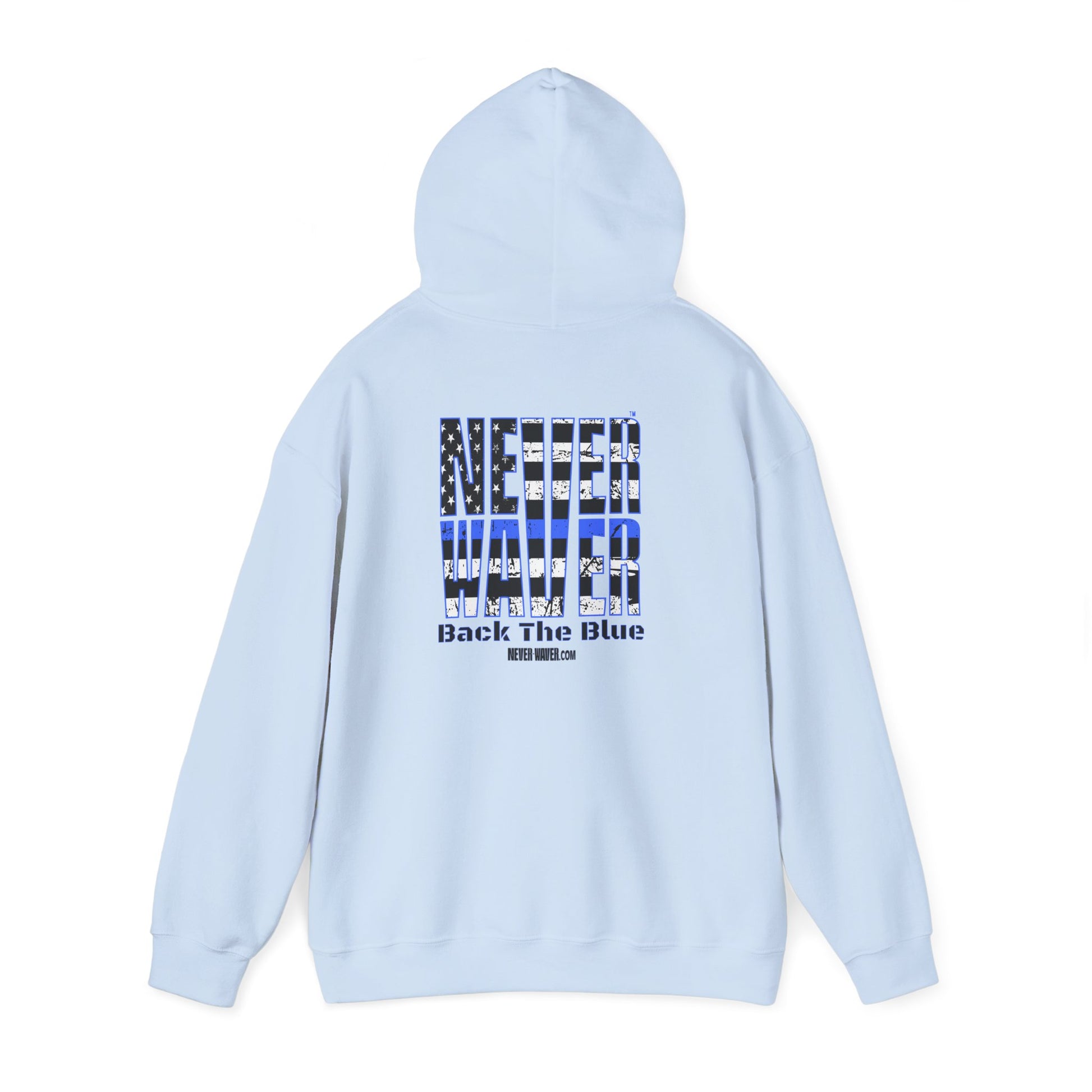 Never Waver Back The Blue Hoodie - Unisex Heavy Blend Sweatshirt - Never Waver