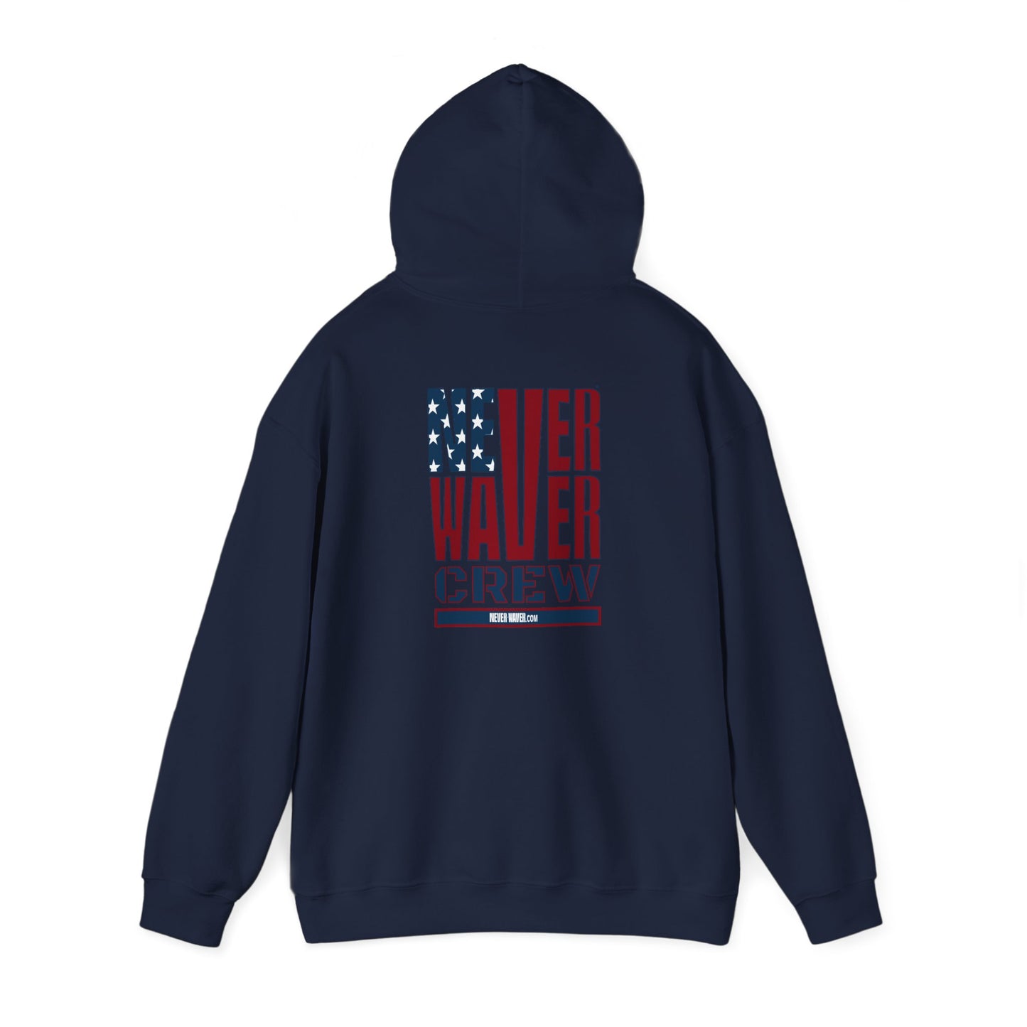 Unisex Heavy Blend™ Hooded Sweatshirt - Never Waver Crew with  American Flag Design - Never Waver