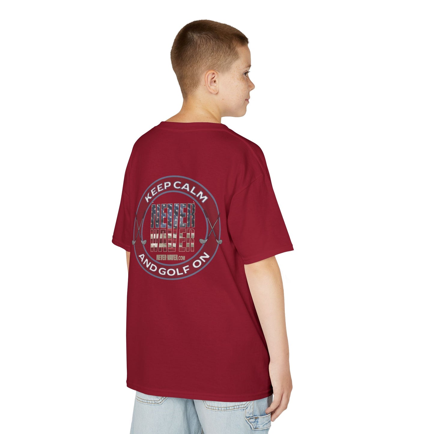 Kids Golf Tee - Keep Calm Never Waver and Golf On - Never Waver