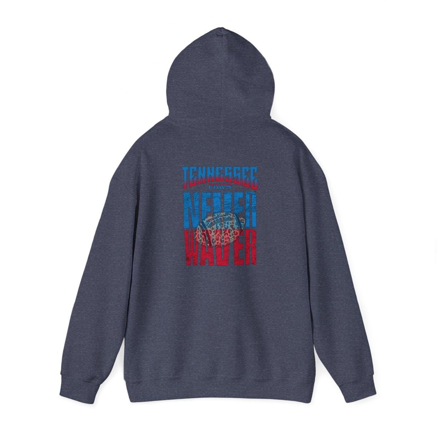 Unisex Heavy Blend™ Hooded Sweatshirt - 'Tennessee Fans Never Waver W Leopard Football' Casual Comfort for Team Fans - Never Waver