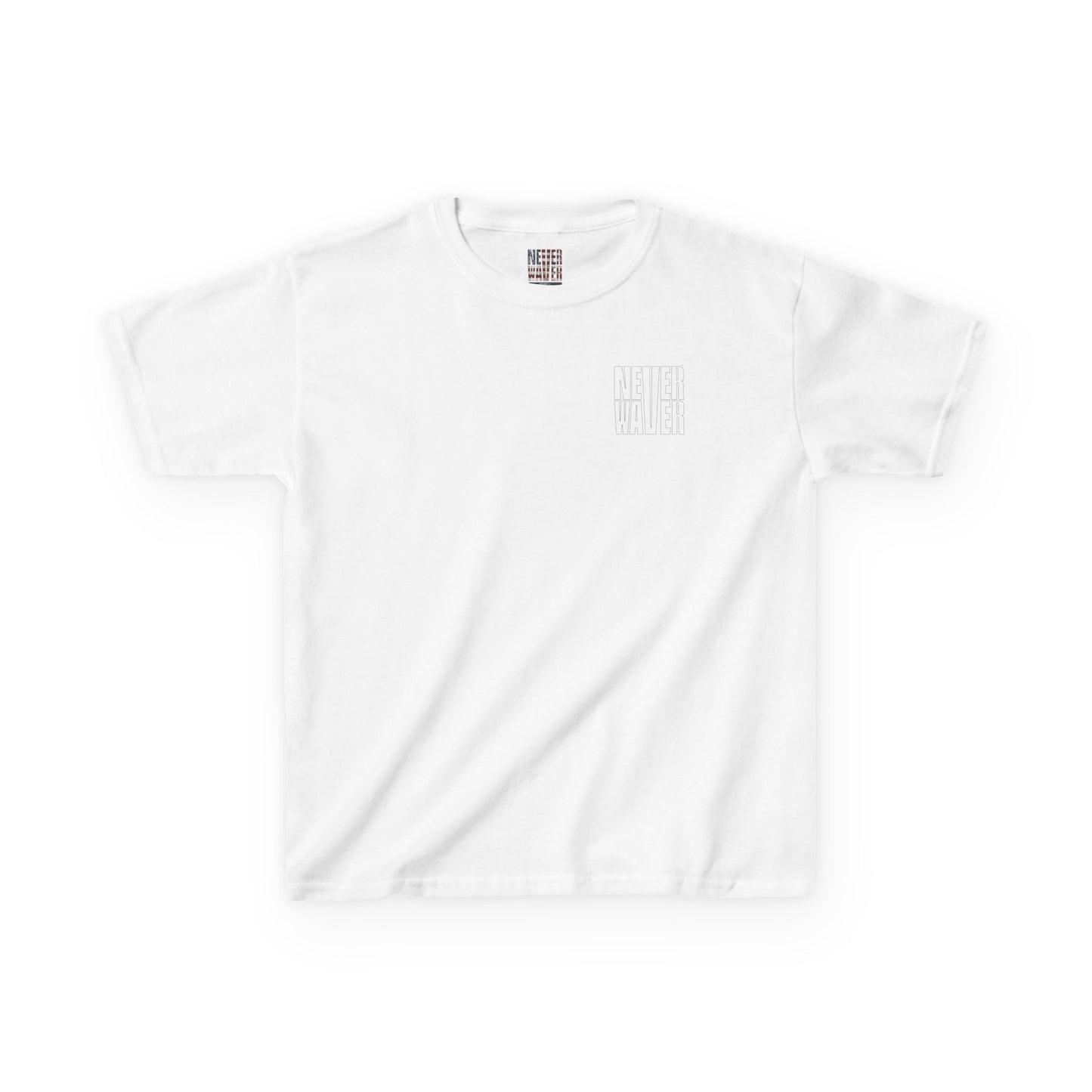 Kids Golf Tee -Never Waver” Jesus a bold, eye-catching design that reflects a steadfast faith and confidence in Christ. - Never Waver
