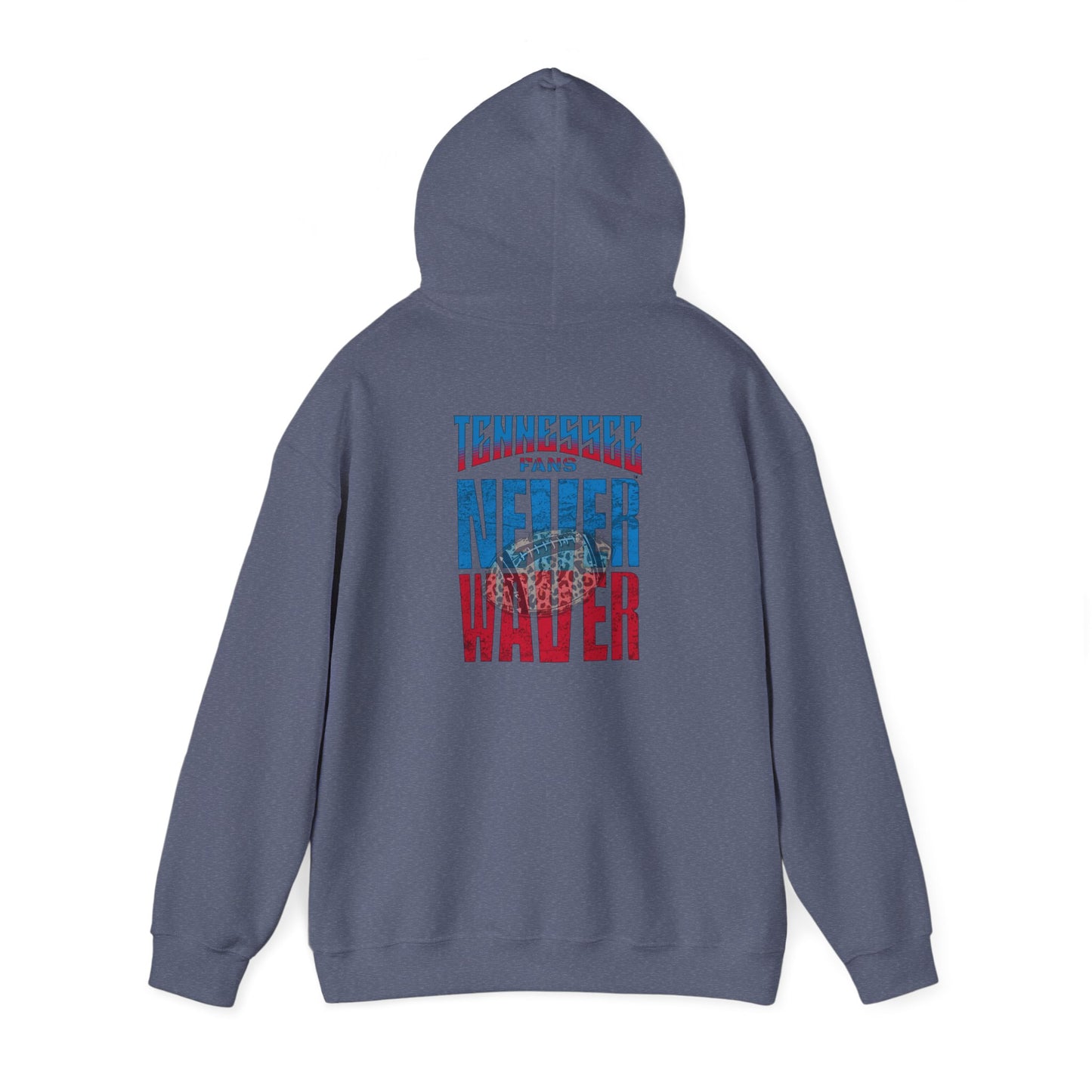 Unisex Heavy Blend™ Hooded Sweatshirt - 'Tennessee Fans Never Waver W Leopard Football' Casual Comfort for Team Fans - Never Waver