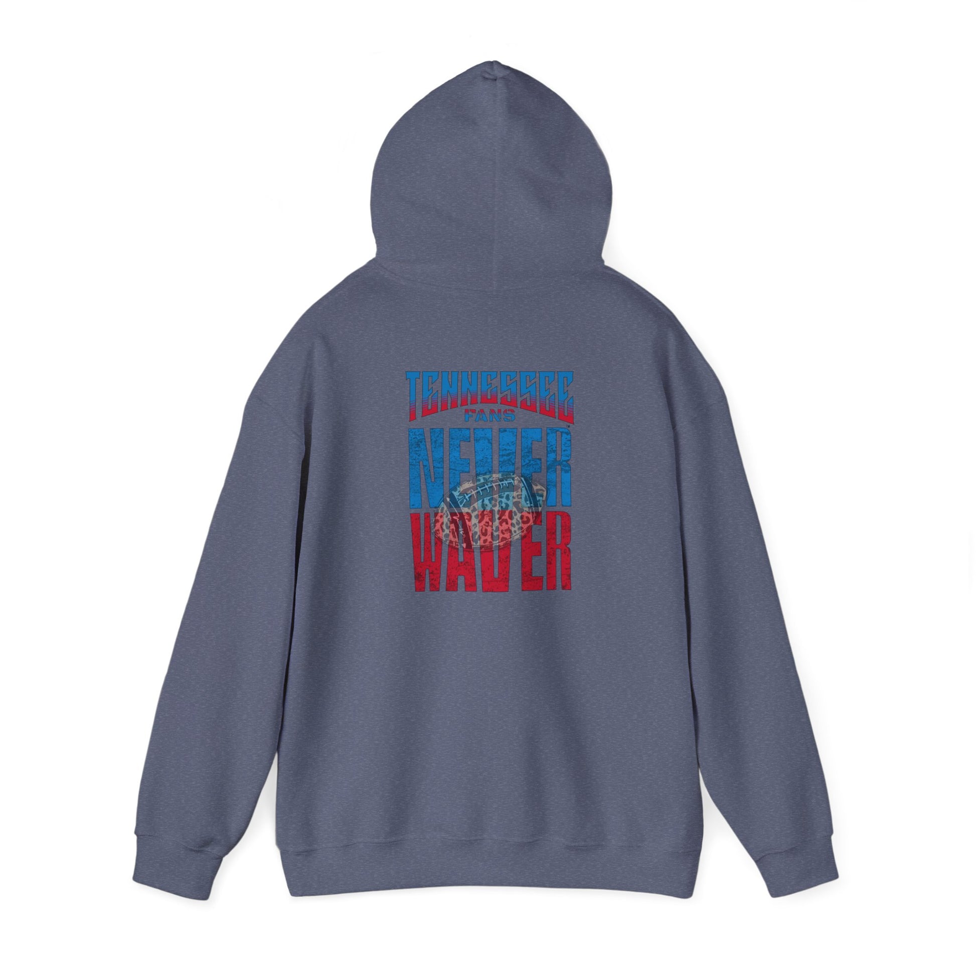 Unisex Heavy Blend™ Hooded Sweatshirt - 'Tennessee Fans Never Waver W Leopard Football' Casual Comfort for Team Fans - Never Waver