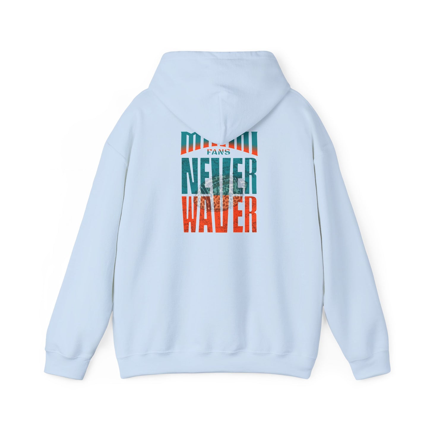 Unisex Heavy Blend™ Hooded Sweatshirt -Miami Fans  NEVER WAVER w Leopard Football | Cozy Streetwear for Every Day - Never Waver