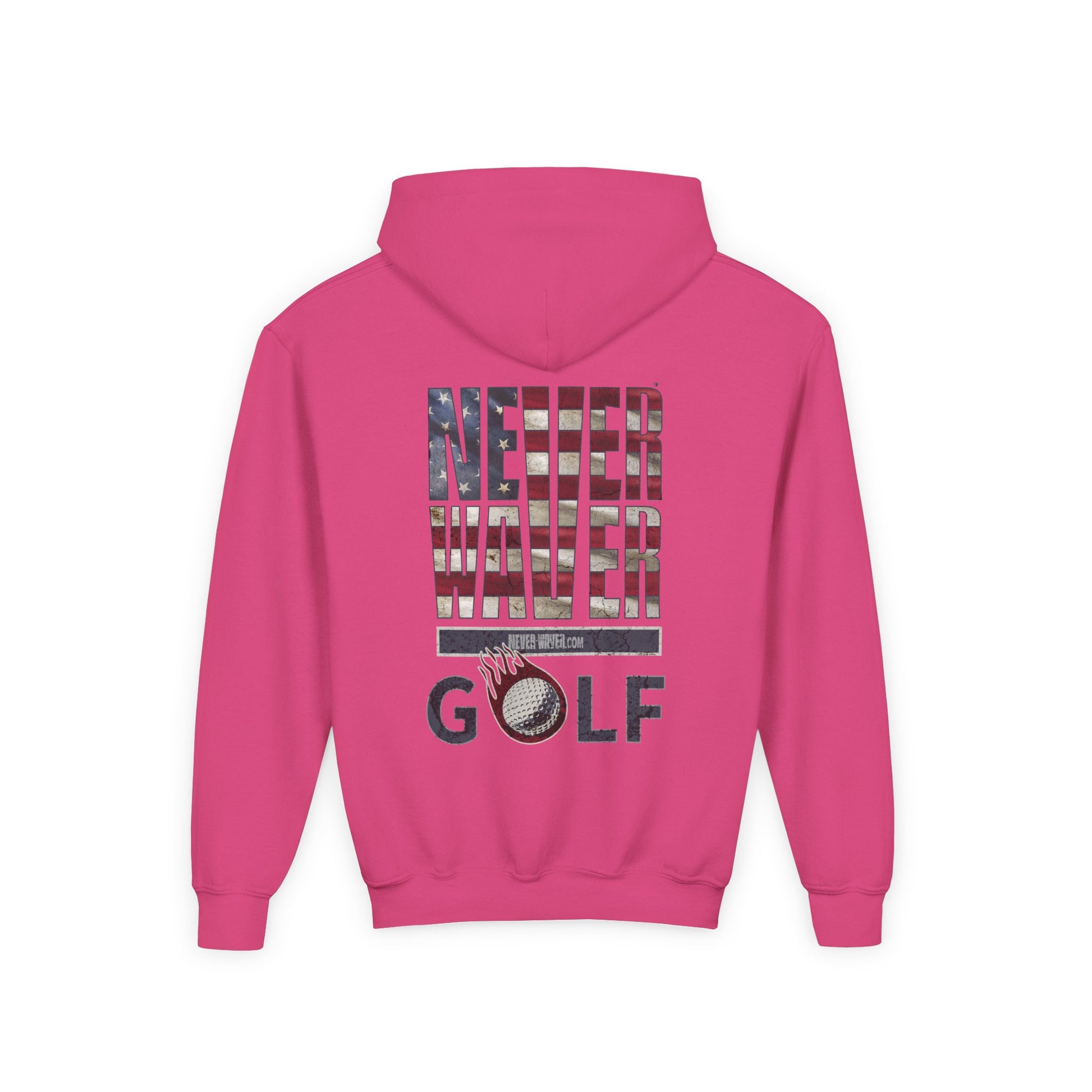Youth Golf Hoodie - "Never Waver Golf" Sweatshirt for Young Golfers - Never Waver