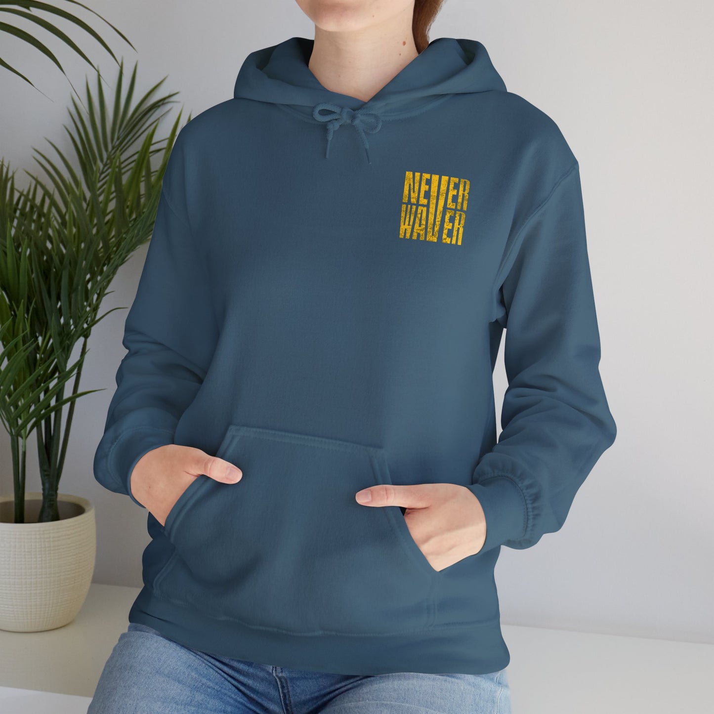 Los Angeles Fans Never Waver w Leopard Football Unisex Heavy Blend™ Hooded Sweatshirt - Cozy, Motivational Apparel for Everyday Wear