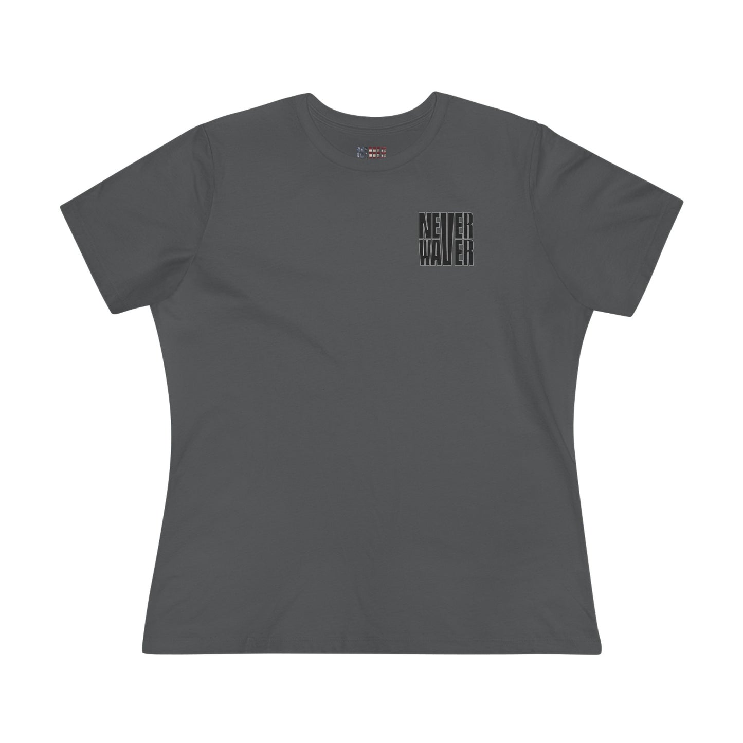 Never Waver” Jesus t-shirt might feature a bold, eye-catching design that reflects a steadfast faith and confidence in Christ.  Women's Cotton Tee - Never Waver