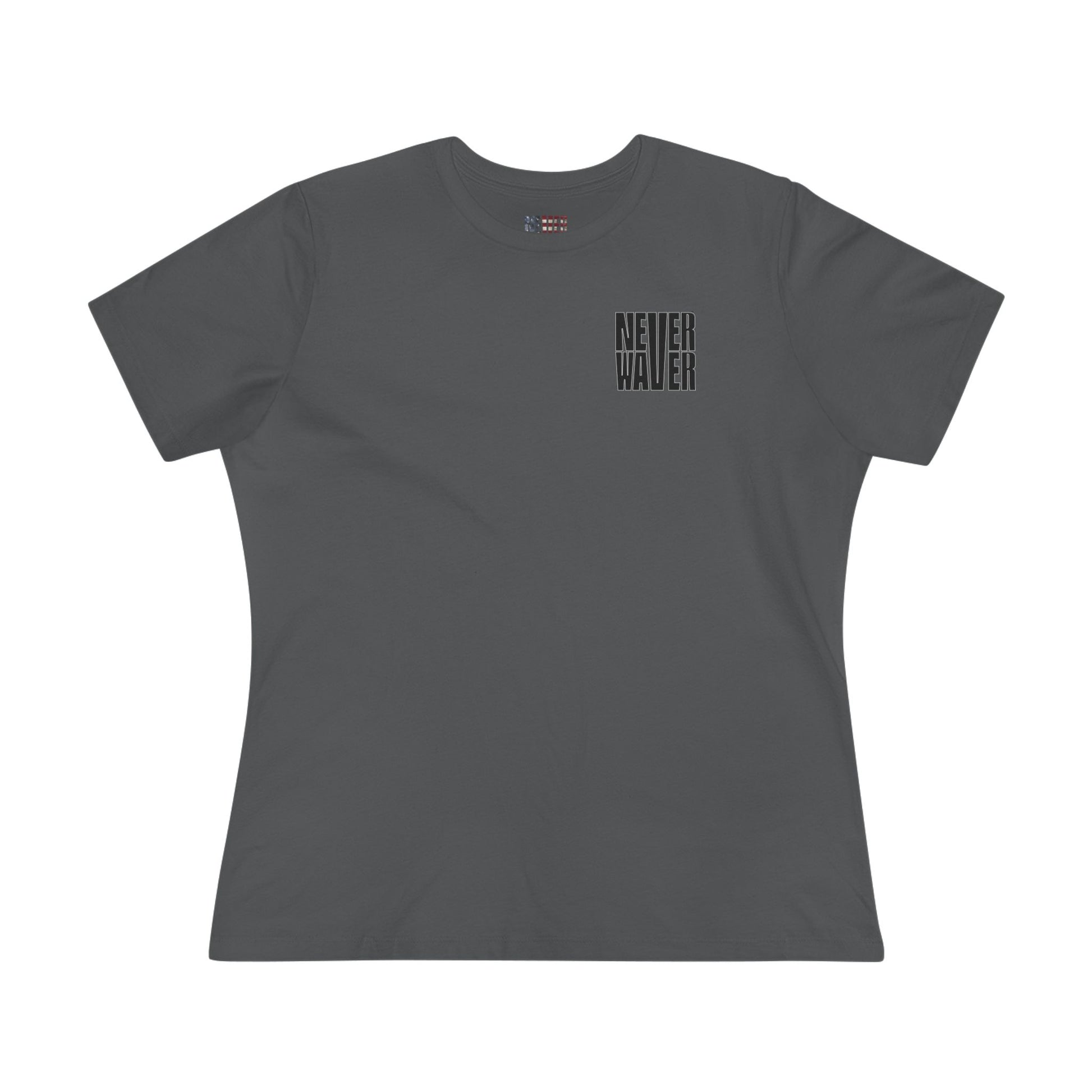 Never Waver” Jesus t-shirt might feature a bold, eye-catching design that reflects a steadfast faith and confidence in Christ.  Women's Cotton Tee - Never Waver