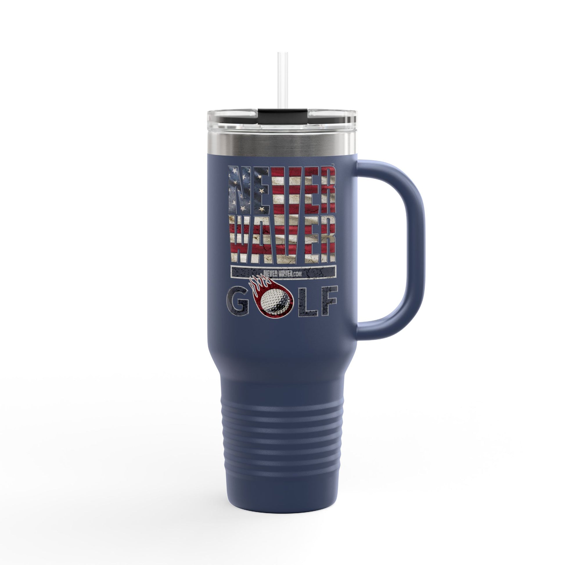 Insulated Travel Mug - "Never Waver Golf" - 40oz Sporty Drinkware - Never Waver