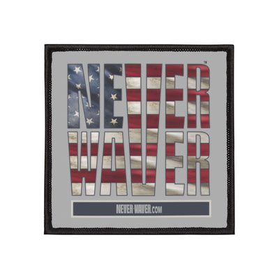 Patriotic Iron-On Patch - 'Never Waver' USA Flag Design for Jackets, Bags, and More - Never Waver