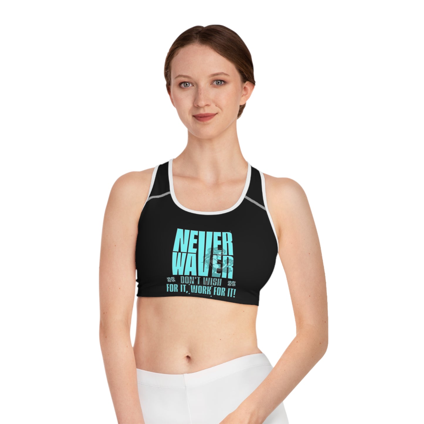 Never Waver Don't Wish For It Work For It Sports Bra (AOP) - Never Waver
