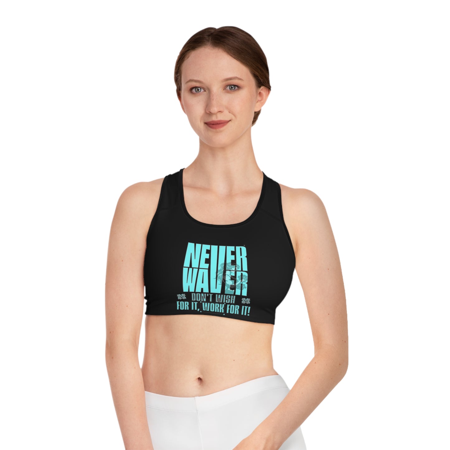Never Waver Don't Wish For It Work For It Sports Bra (AOP) - Never Waver
