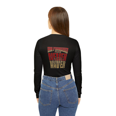 San Francisco Fans Never Waver With Leopard Football Women's Long Sleeve V-neck Shirt (AOP) - Never Waver