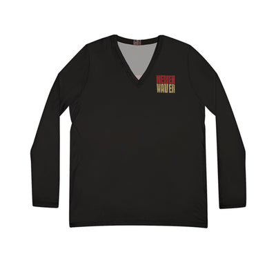 San Francisco Fans Never Waver With Leopard Football Women's Long Sleeve V-neck Shirt (AOP) - Never Waver
