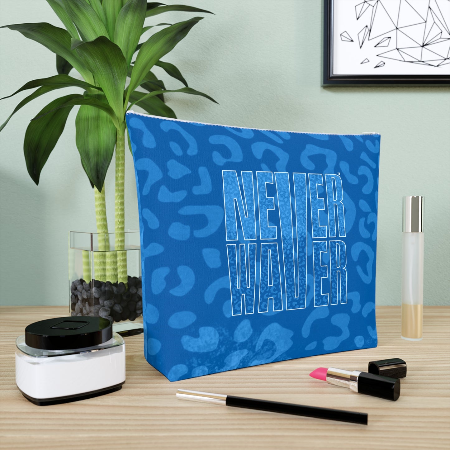 Never Waver Blue Leopard Cotton Cosmetic Bag - Never Waver