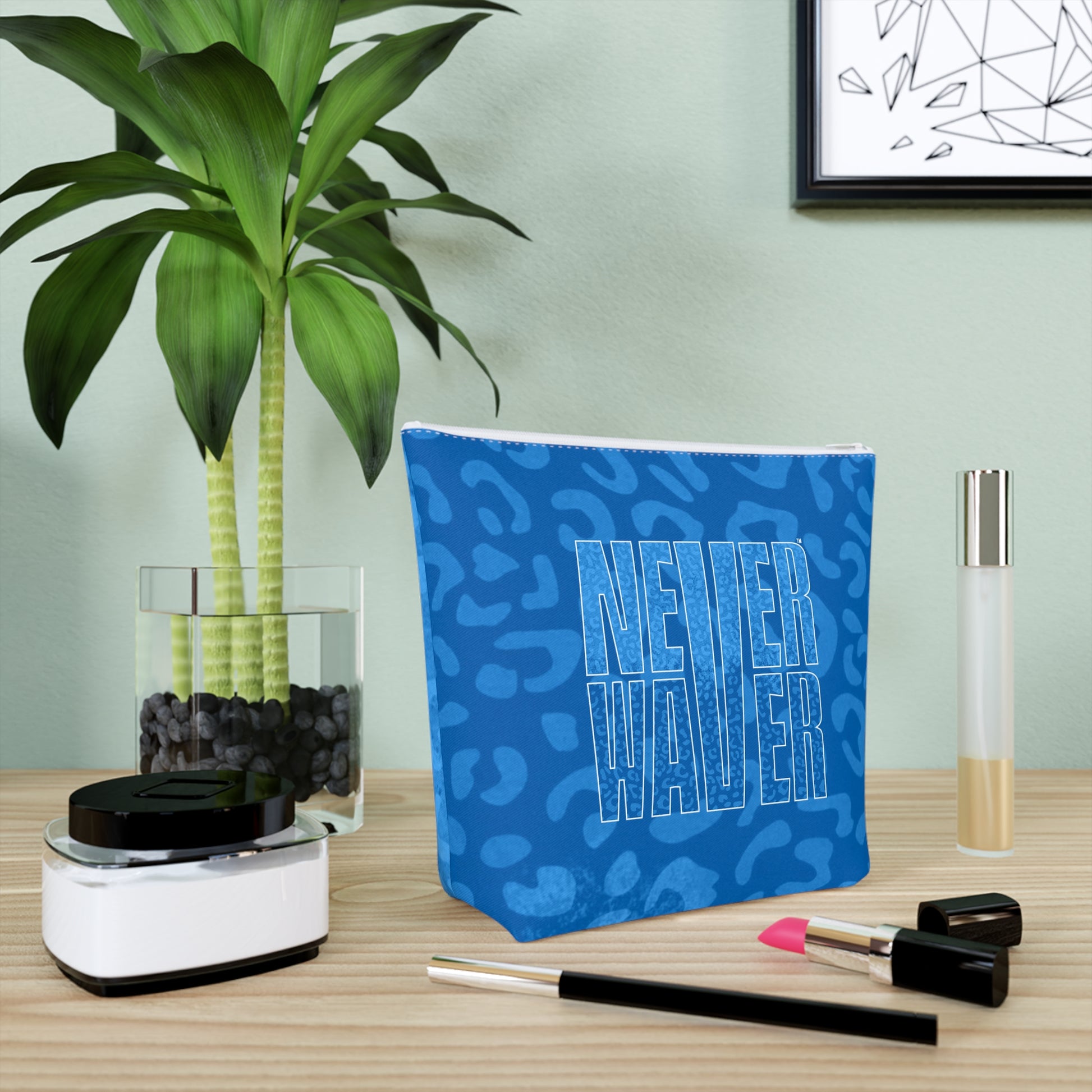 Never Waver Blue Leopard Cotton Cosmetic Bag - Never Waver