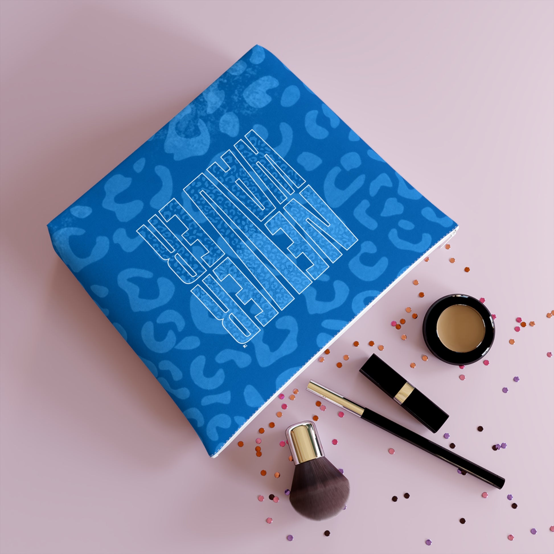 Never Waver Blue Leopard Cotton Cosmetic Bag - Never Waver