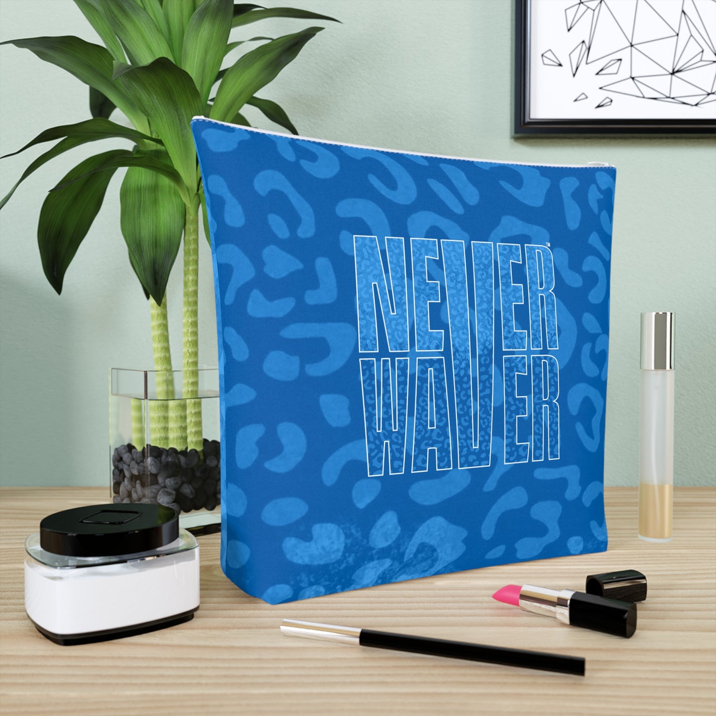 Never Waver Blue Leopard Cotton Cosmetic Bag - Never Waver