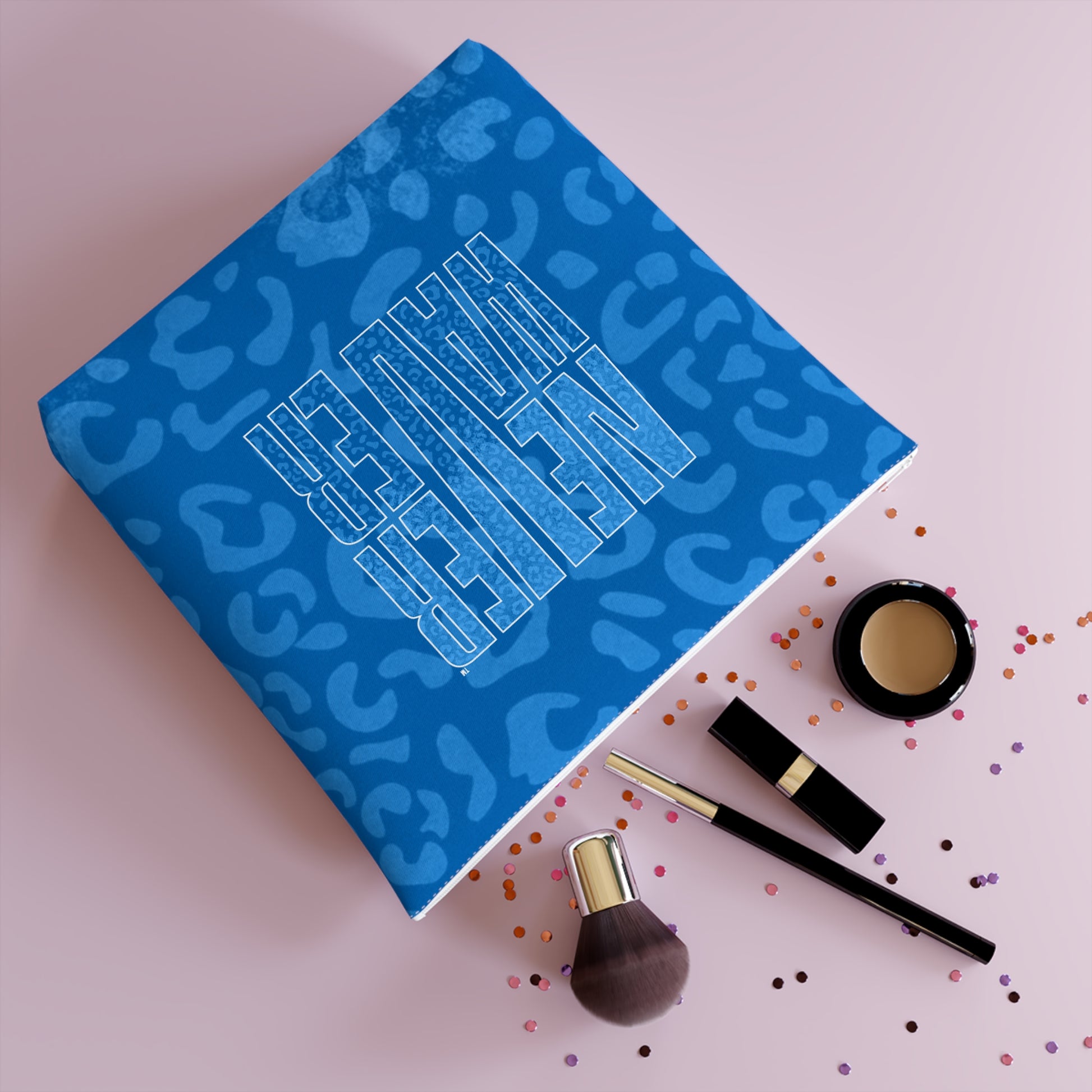 Never Waver Blue Leopard Cotton Cosmetic Bag - Never Waver