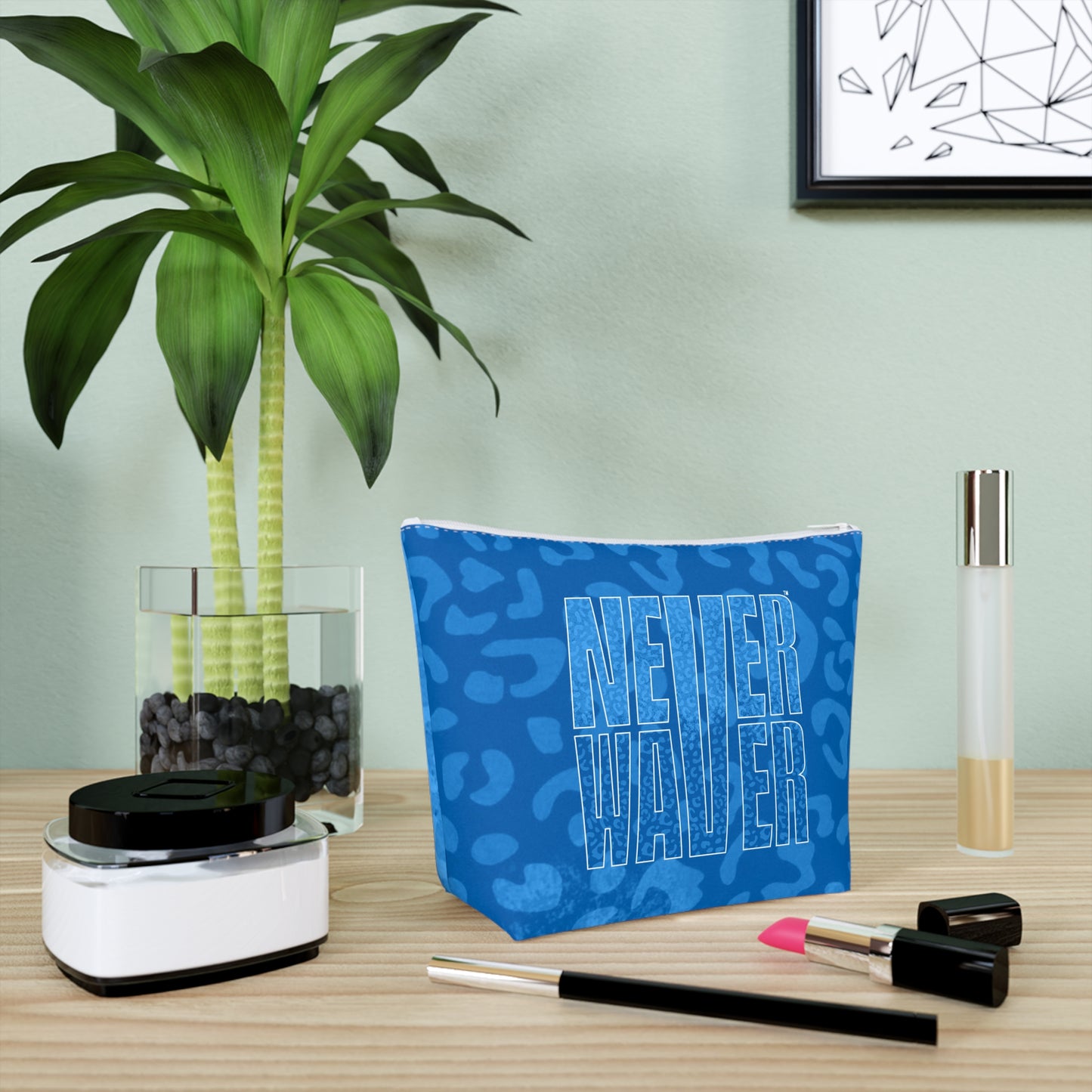 Never Waver Blue Leopard Cotton Cosmetic Bag - Never Waver