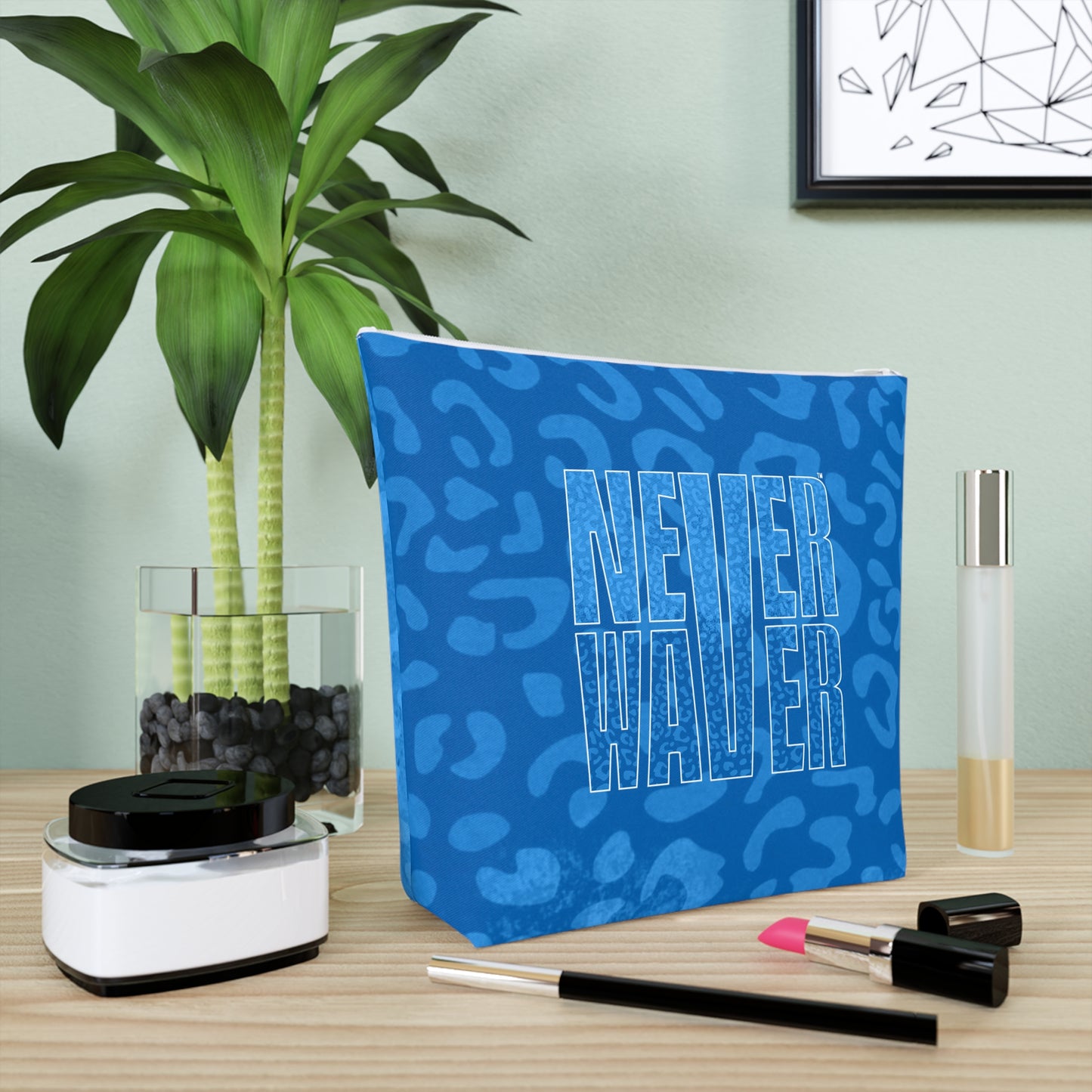 Never Waver Blue Leopard Cotton Cosmetic Bag - Never Waver