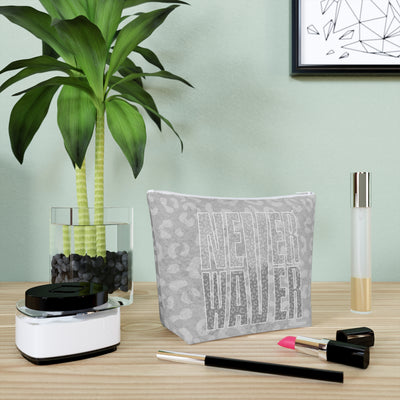 Never Waver  Gray Leopard Cotton Cosmetic Bag - Never Waver