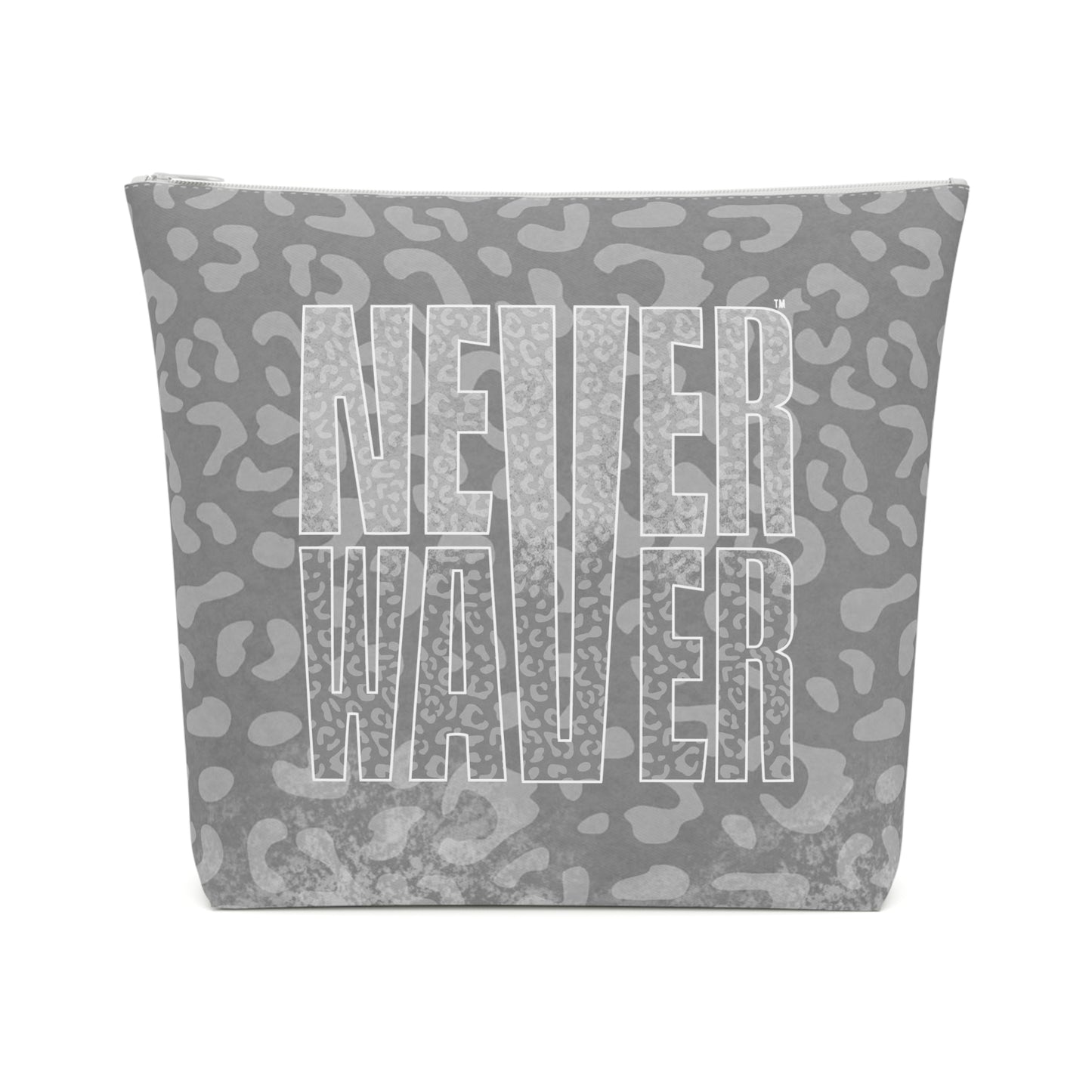 Never Waver  Gray Leopard Cotton Cosmetic Bag - Never Waver