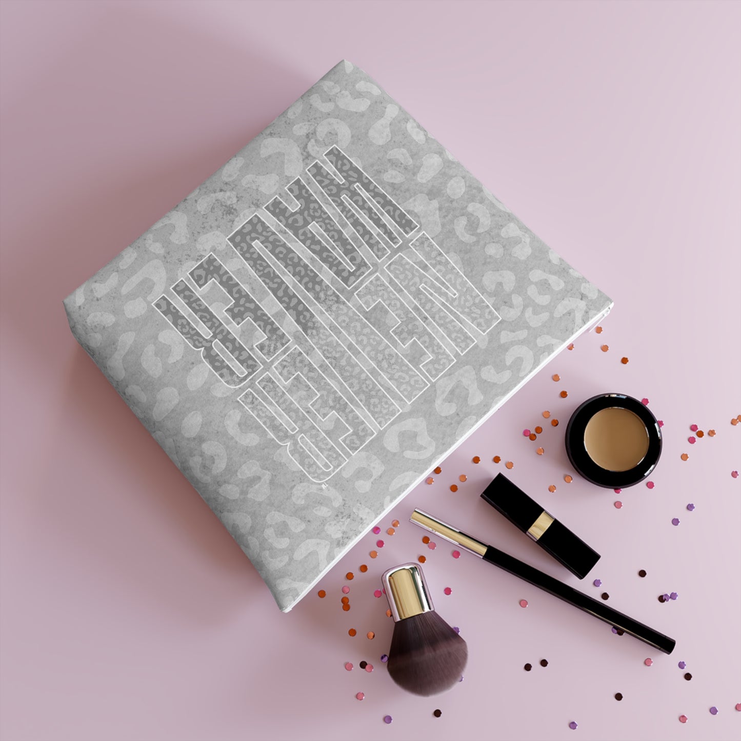 Never Waver  Gray Leopard Cotton Cosmetic Bag - Never Waver
