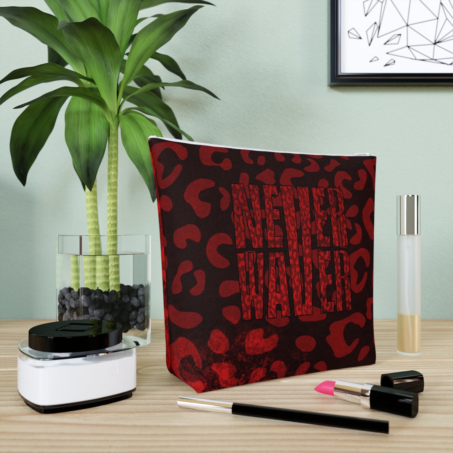 Never Waver Red Leopard Cotton Cosmetic Bag - Never Waver