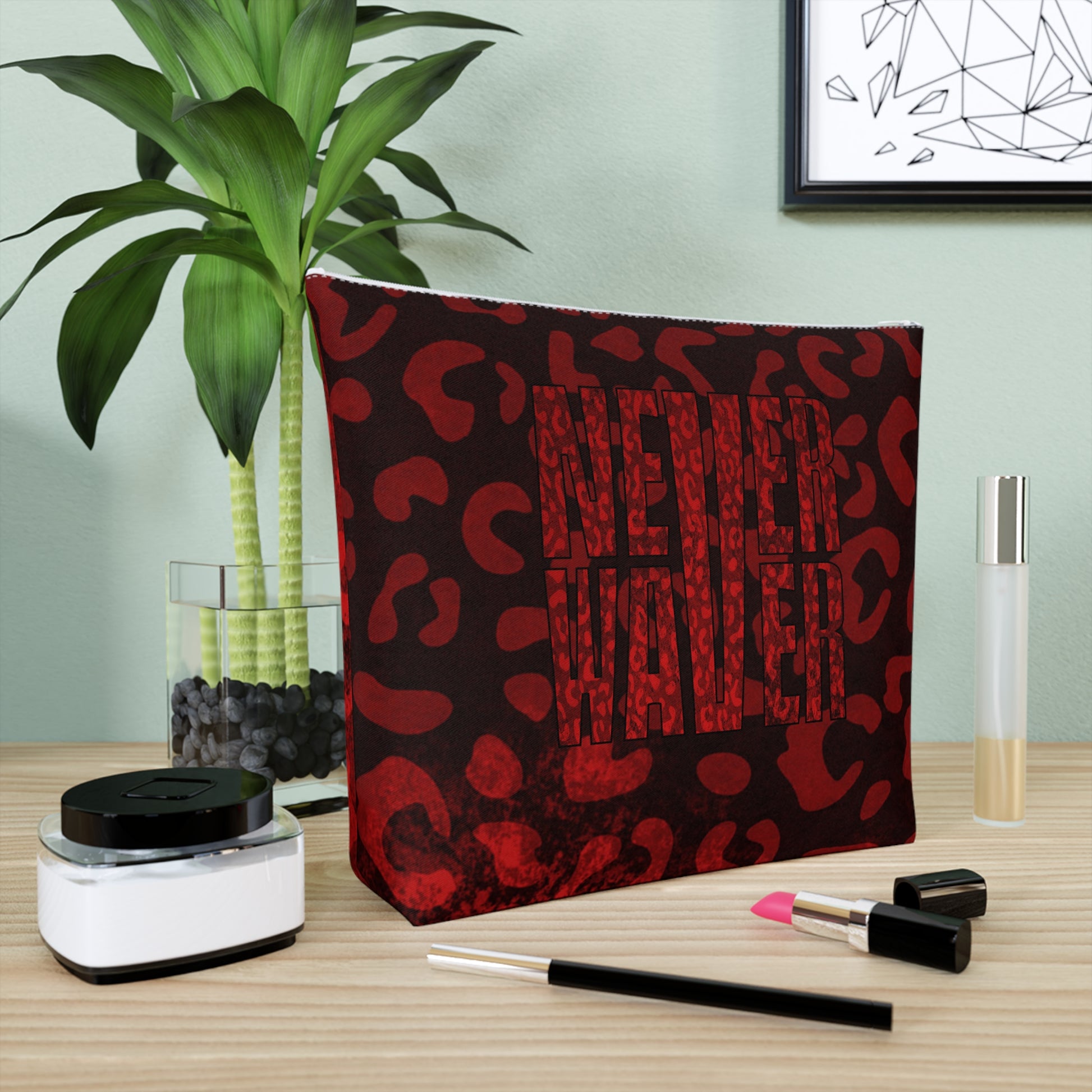 Never Waver Red Leopard Cotton Cosmetic Bag - Never Waver