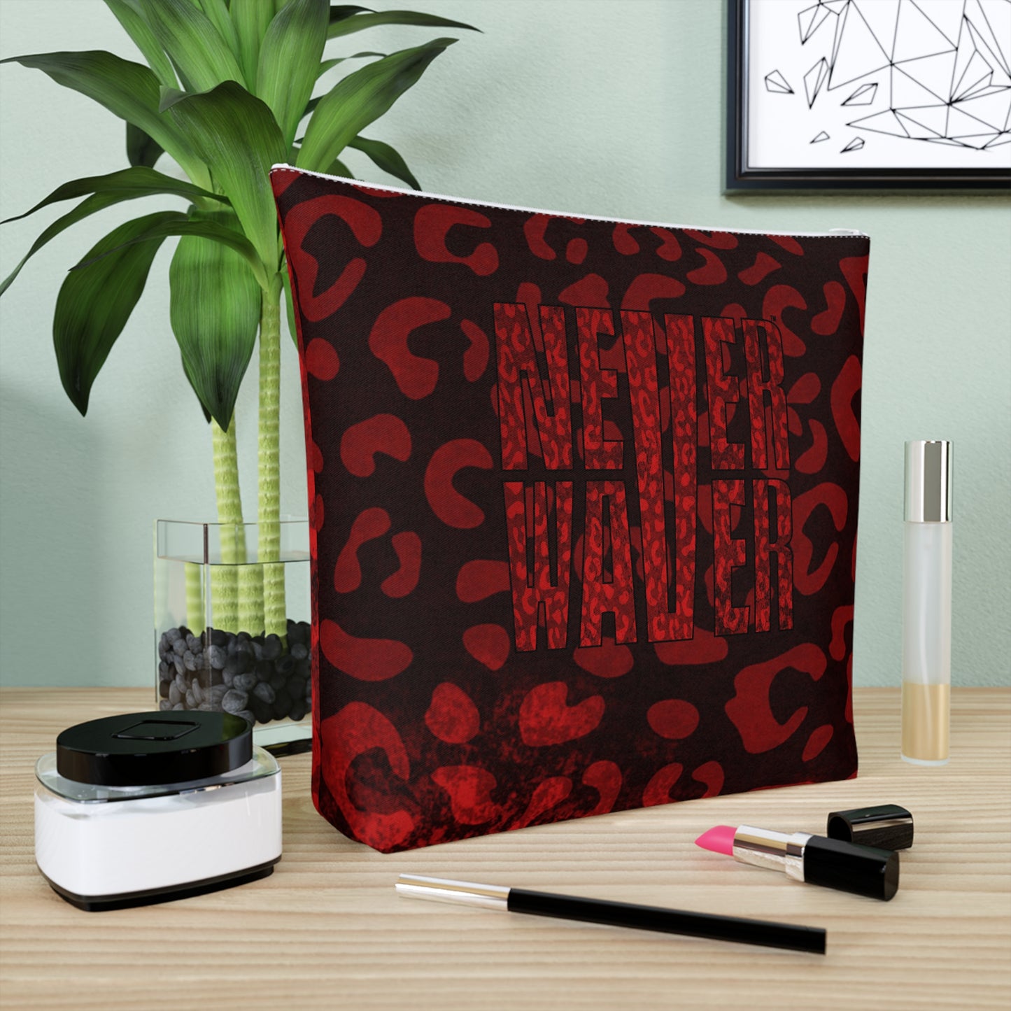 Never Waver Red Leopard Cotton Cosmetic Bag - Never Waver