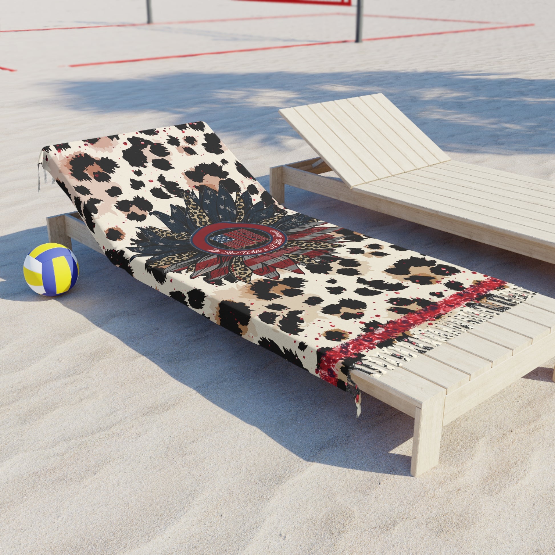 Never Waver Be Be Red White & A Little Bougie Boho Beach Towel with Floral and Animal Print Design - Never Waver
