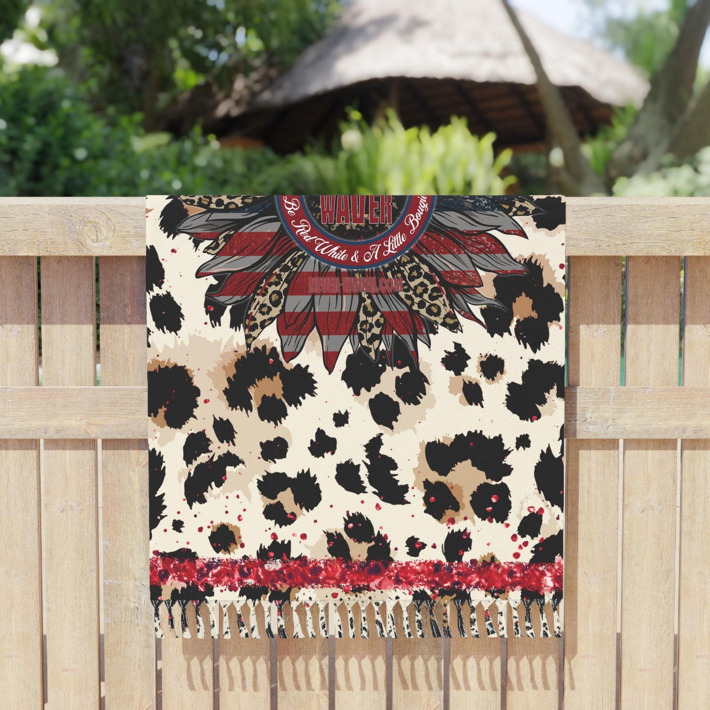 Never Waver Be Be Red White & A Little Bougie Boho Beach Towel with Floral and Animal Print Design - Never Waver