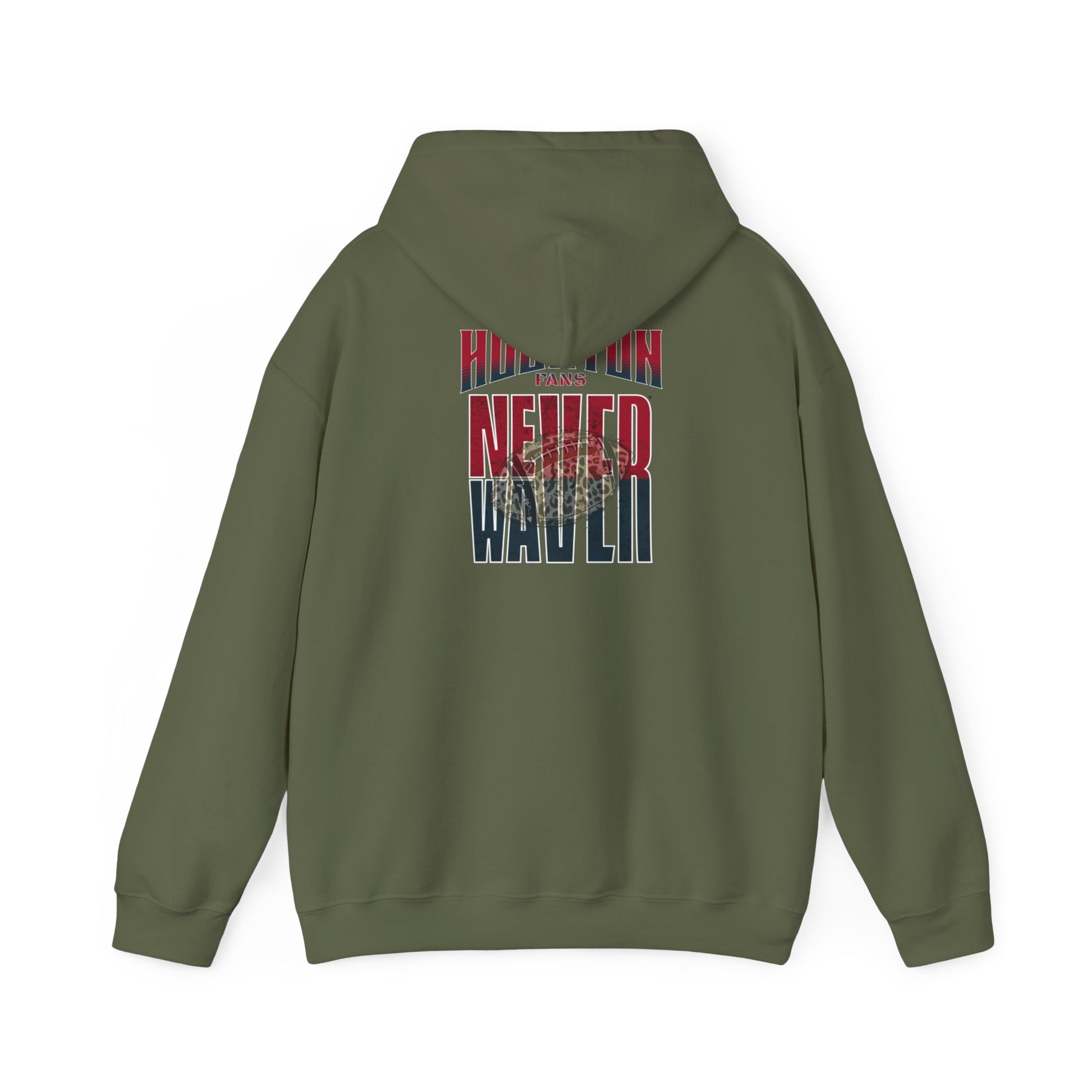 Huston Fans Never Waver W-Leopard Football Unisex Heavy Blend™ Hooded Sweatshirt - Never Waver