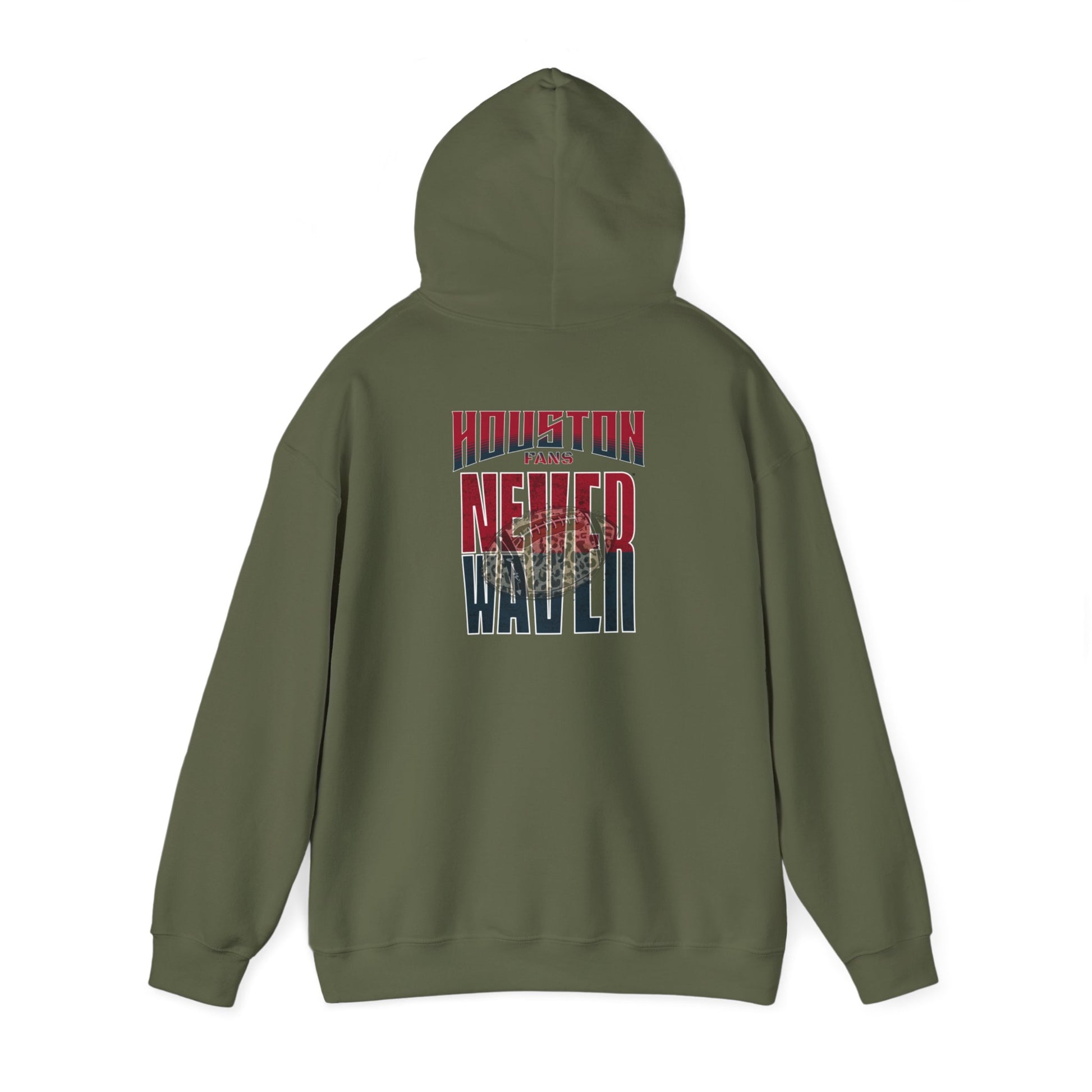 Huston Fans Never Waver W-Leopard Football Unisex Heavy Blend™ Hooded Sweatshirt - Never Waver