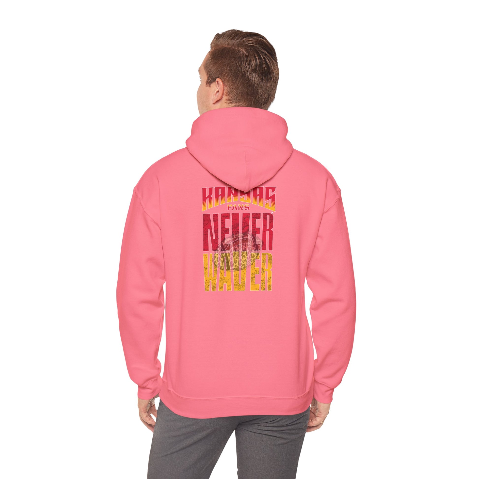 Kansas Fans Never Waver W-Leopard Football Unisex Heavy Blend™ Hooded Sweatshirt - Never Waver