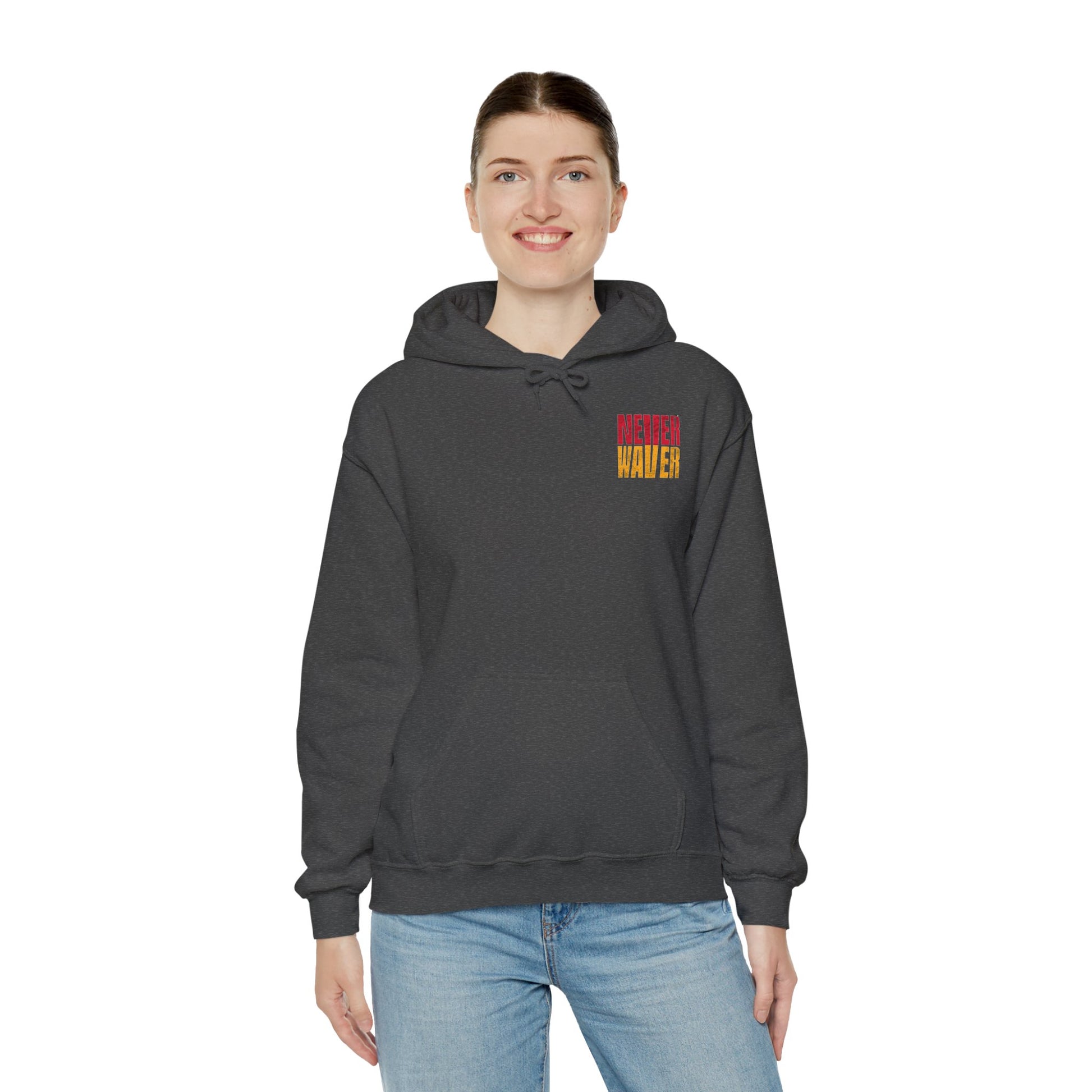 Kansas Fans Never Waver W-Leopard Football Unisex Heavy Blend™ Hooded Sweatshirt - Never Waver