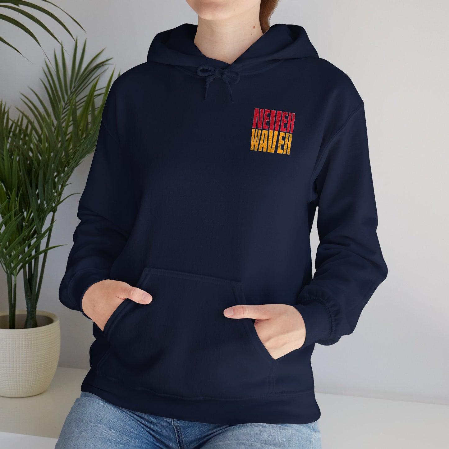 Kansas Fans Never Waver W-Leopard Football Unisex Heavy Blend™ Hooded Sweatshirt - Never Waver