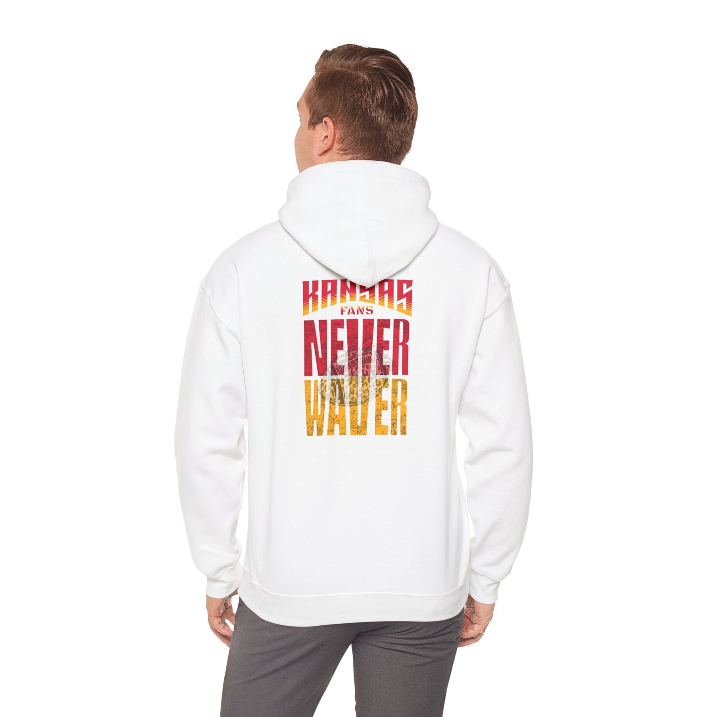 Kansas Fans Never Waver W-Leopard Football Unisex Heavy Blend™ Hooded Sweatshirt - Never Waver
