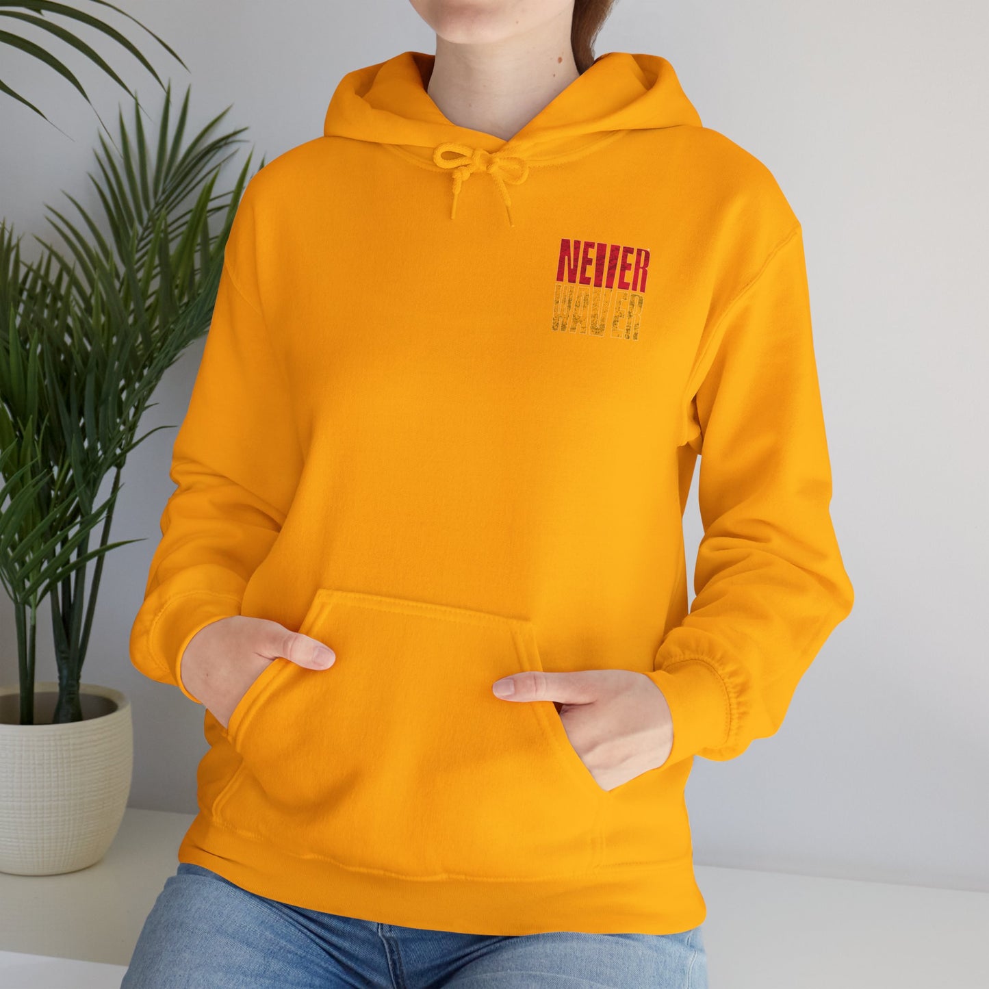 Kansas Fans Never Waver W-Leopard Football Unisex Heavy Blend™ Hooded Sweatshirt - Never Waver