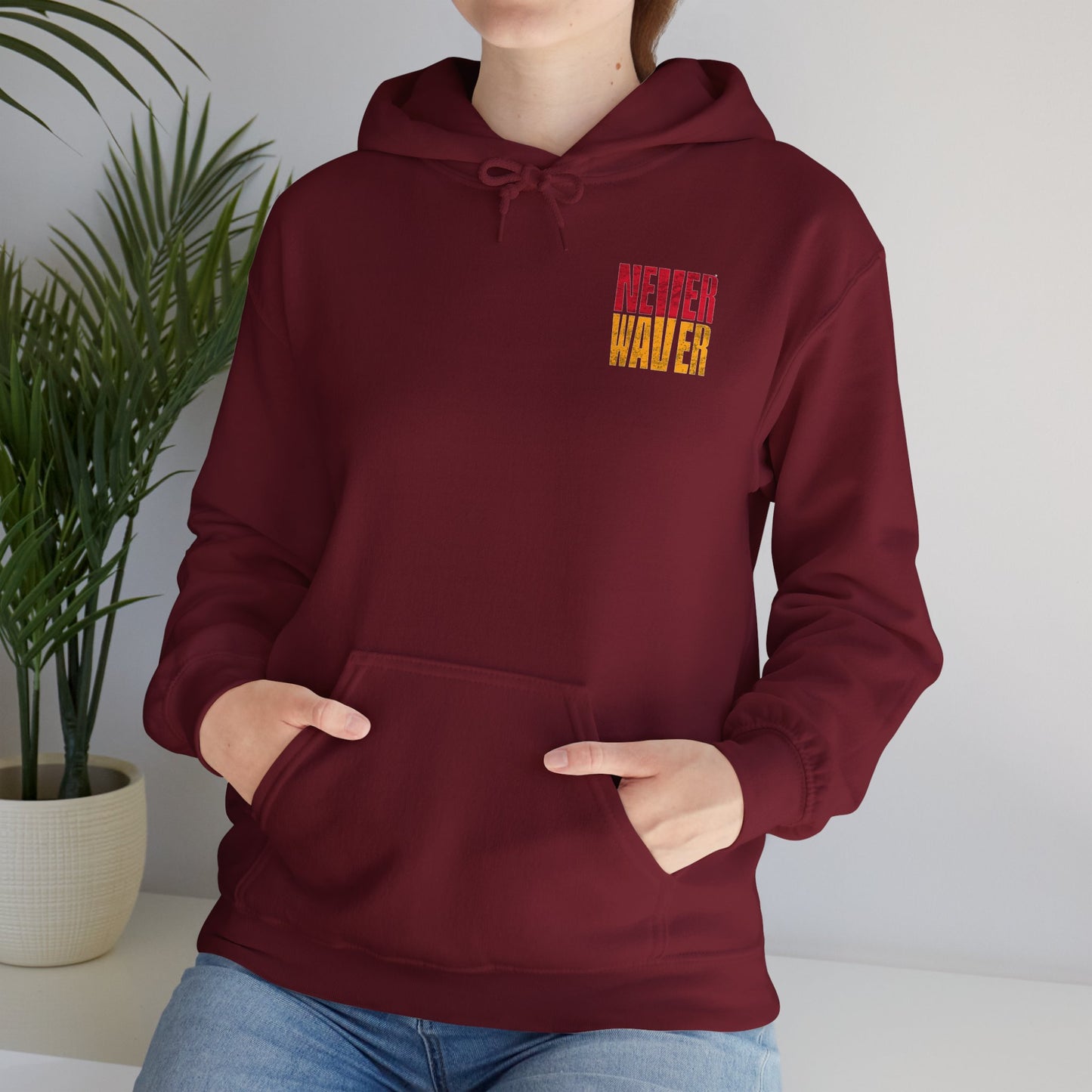 Kansas Fans Never Waver W-Leopard Football Unisex Heavy Blend™ Hooded Sweatshirt - Never Waver