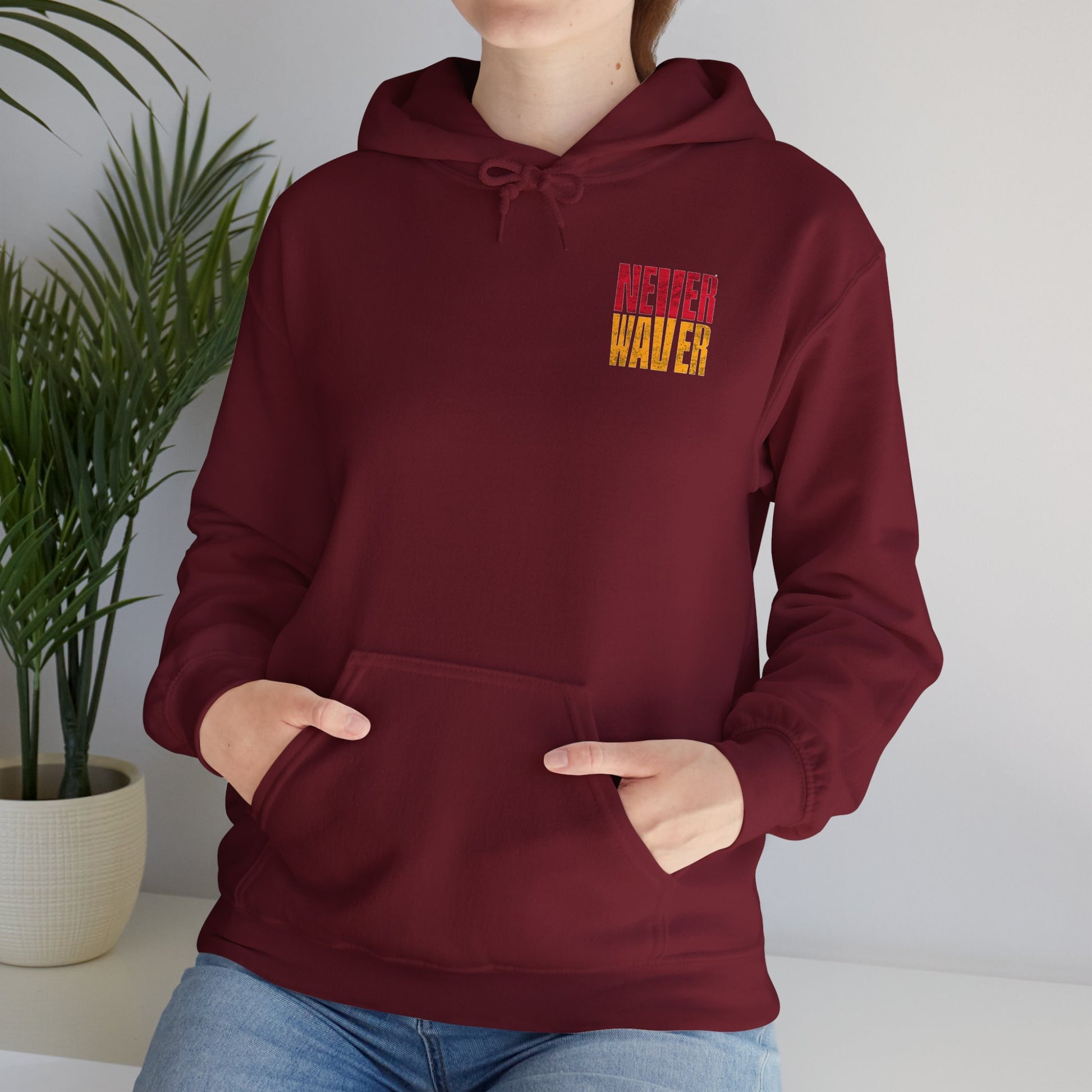 Kansas Fans Never Waver W-Leopard Football Unisex Heavy Blend™ Hooded Sweatshirt - Never Waver